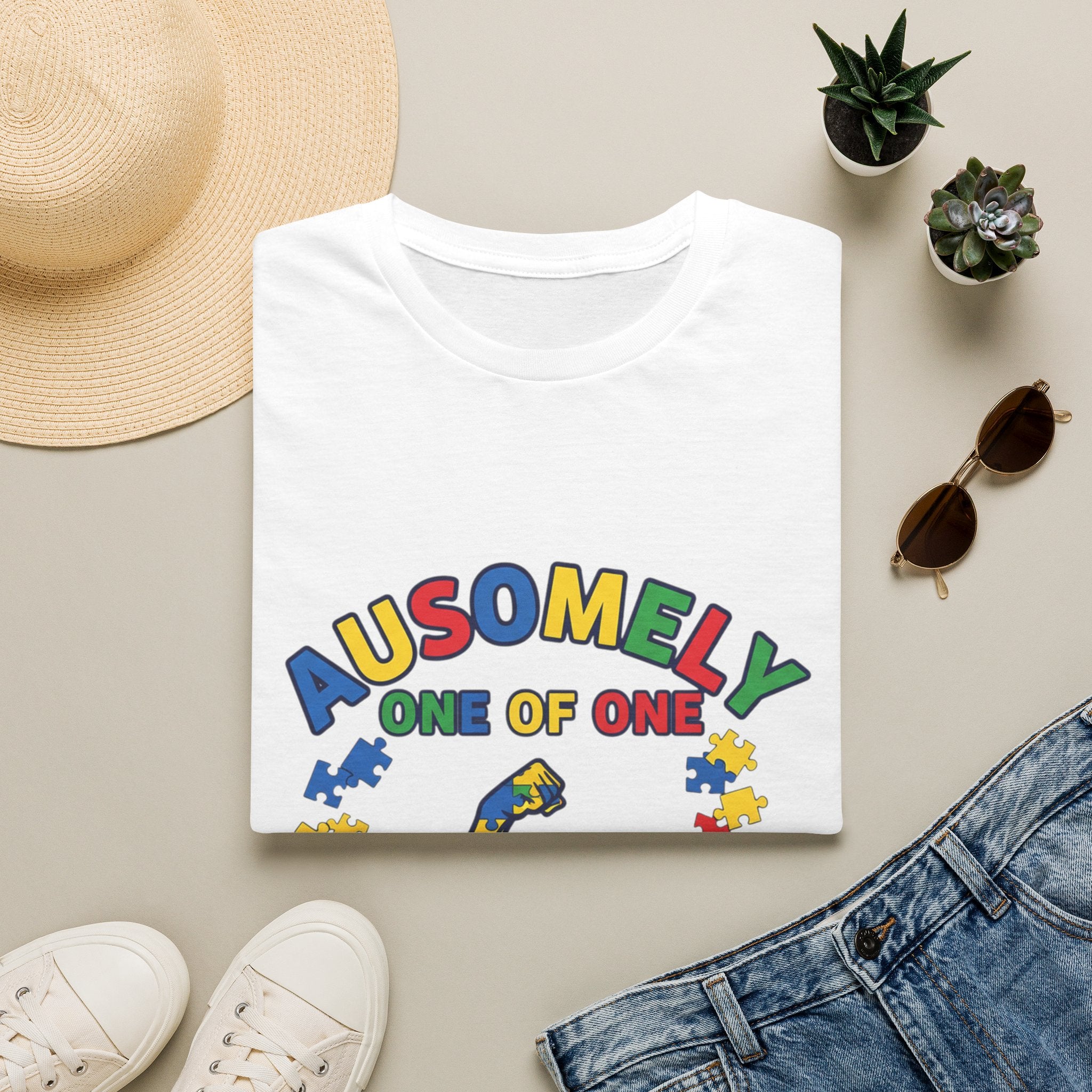 T-Shirt — “Ausomely One of One” Colorful Autism Awareness Tee