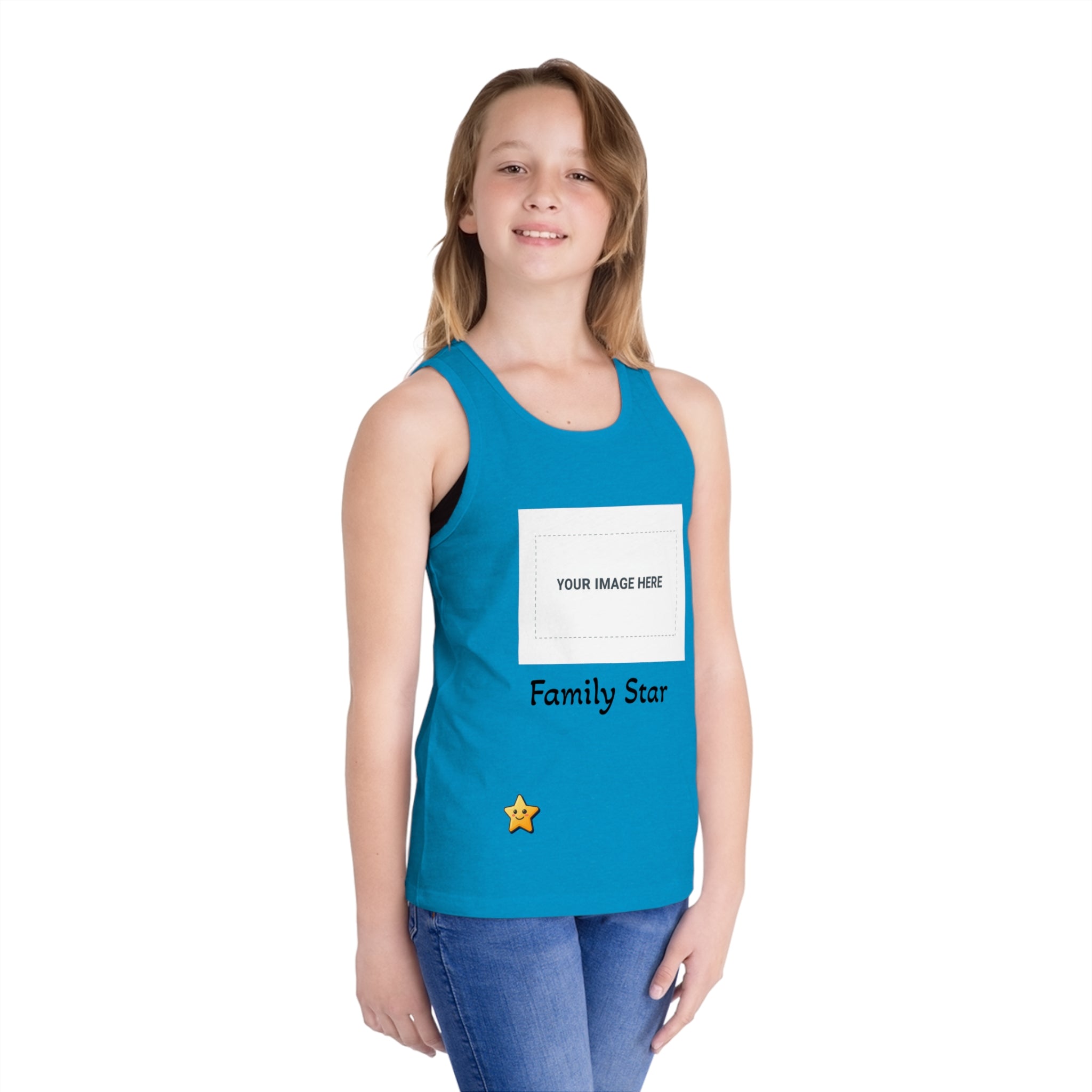 Family Star Kids Custom Photo Tank Top — Personalized Jersey Tee for Kids