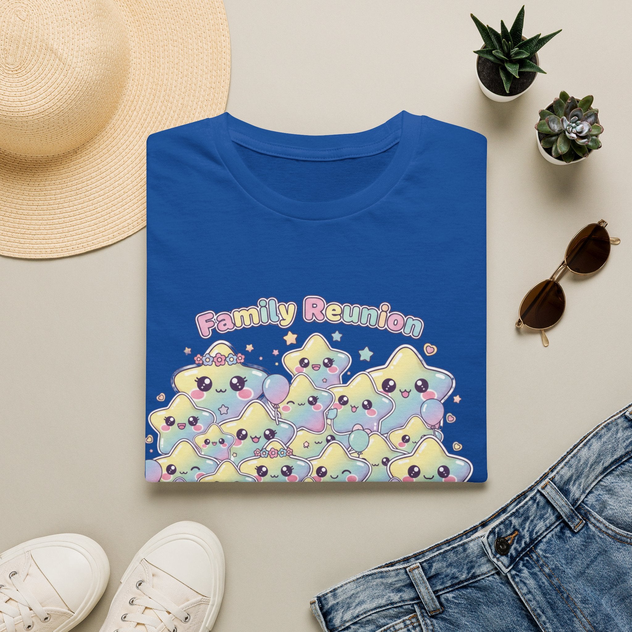Family Reunion T-Shirt — Colorful Smiling Star Metallic