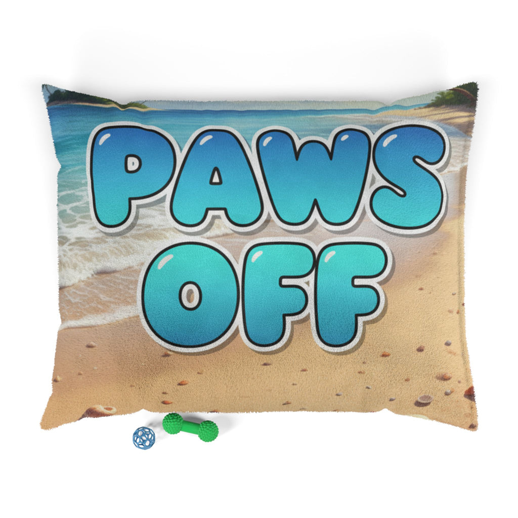Paws Off Beach Pet Bed — Funny Sand & Ocean Pet Bed