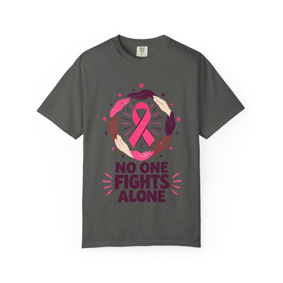 No One Fights Alone Breast Cancer Awareness Tee