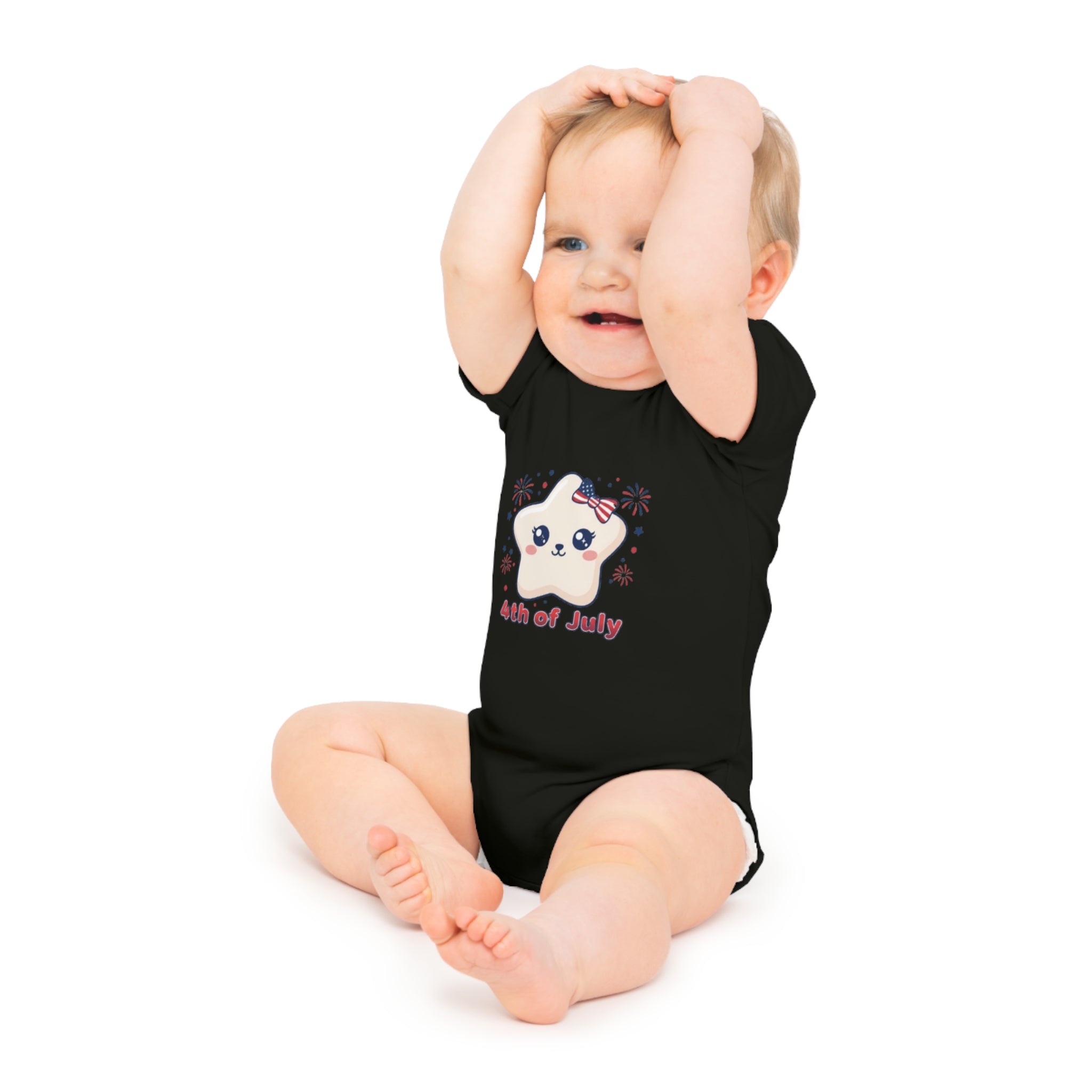 Kawaii Star 4th of July Baby Bodysuit — White Star