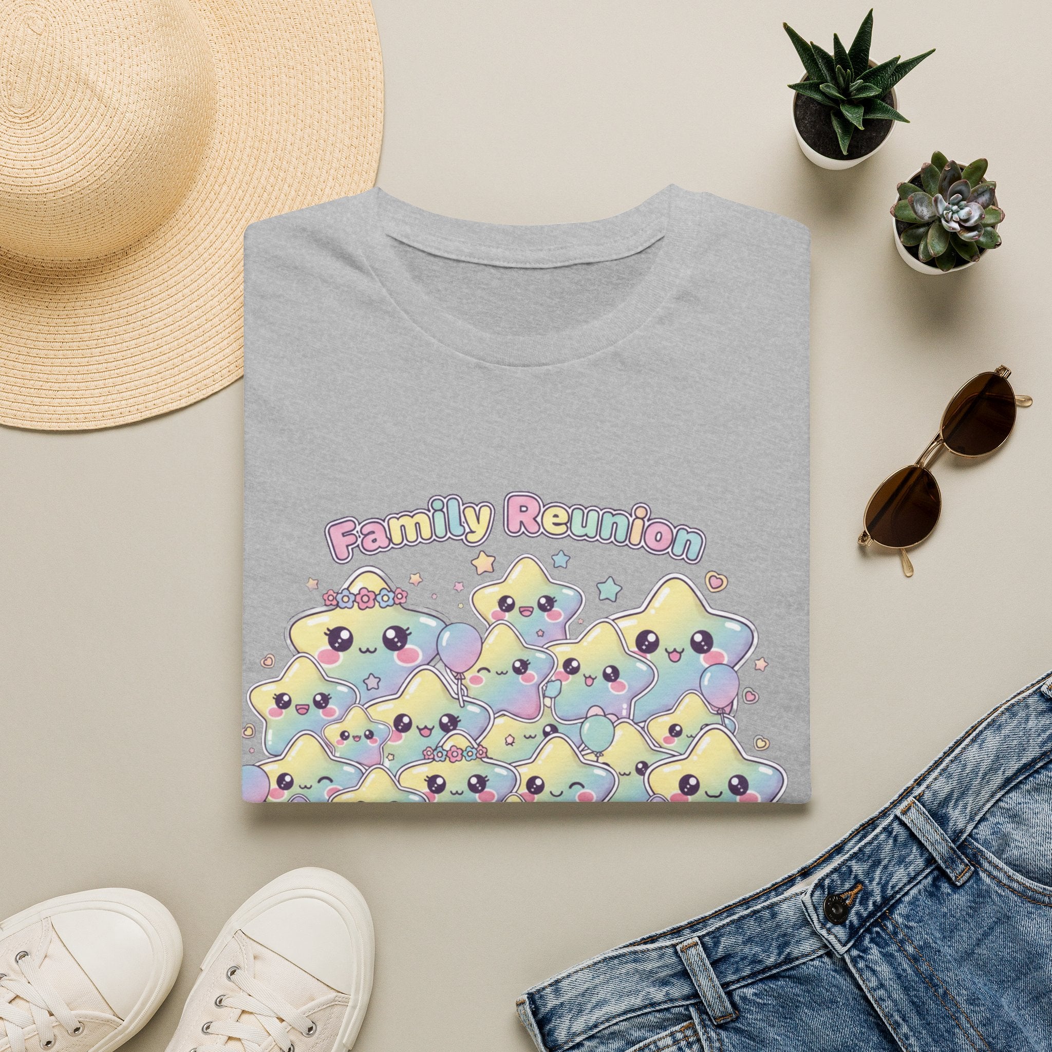 Family Reunion T-Shirt — Colorful Smiling Star Metallic