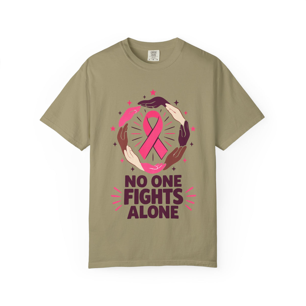No One Fights Alone Breast Cancer Awareness Tee