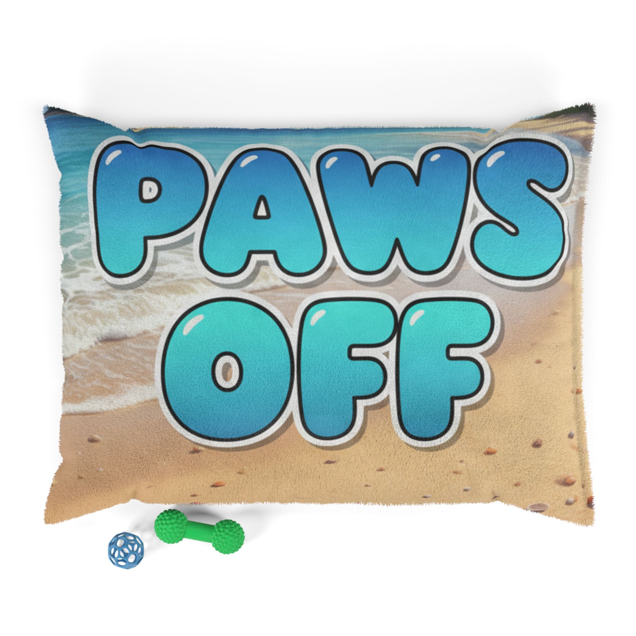 Paws Off Beach Pet Bed — Funny Sand & Ocean Pet Bed