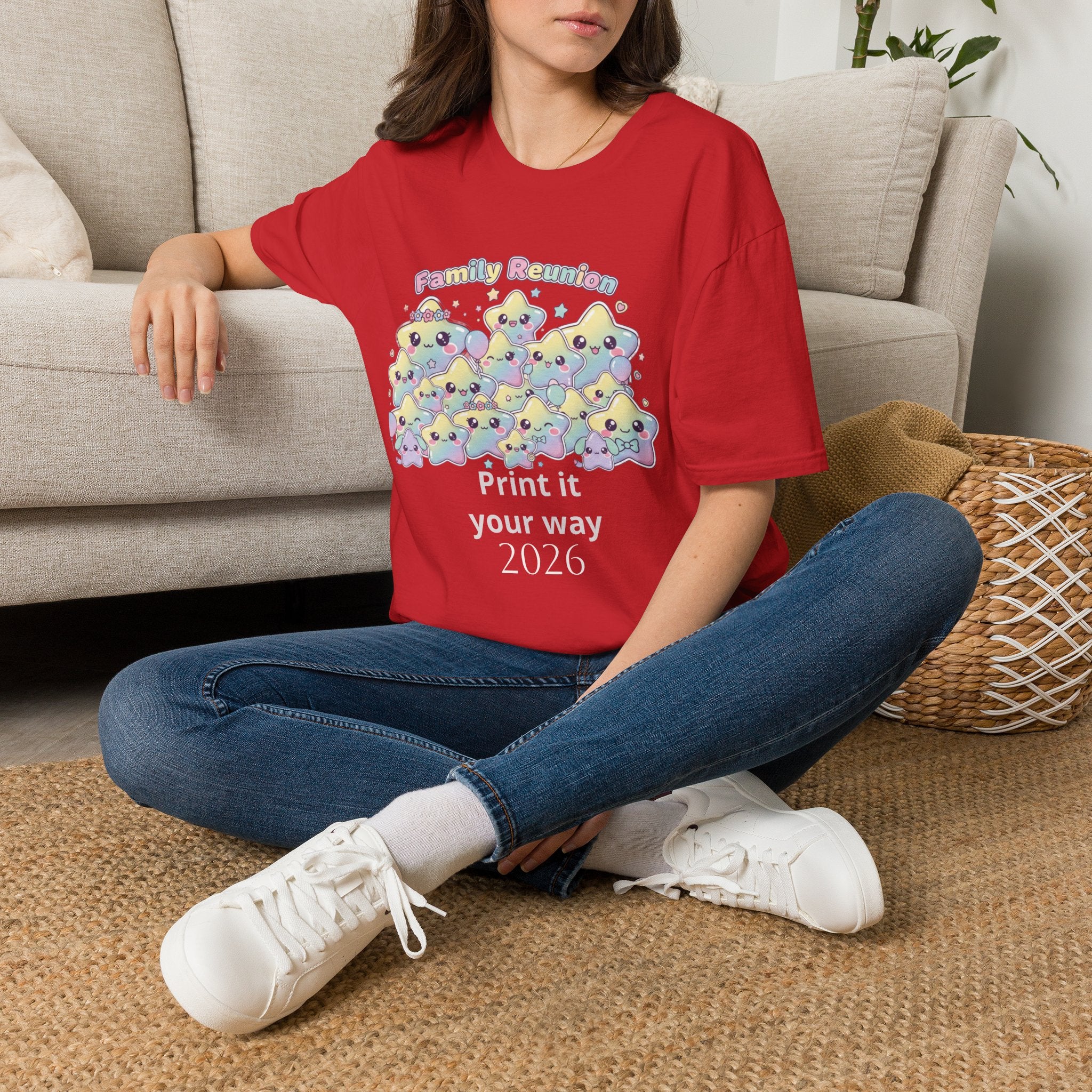Family Reunion T-Shirt — Colorful Smiling Star Metallic