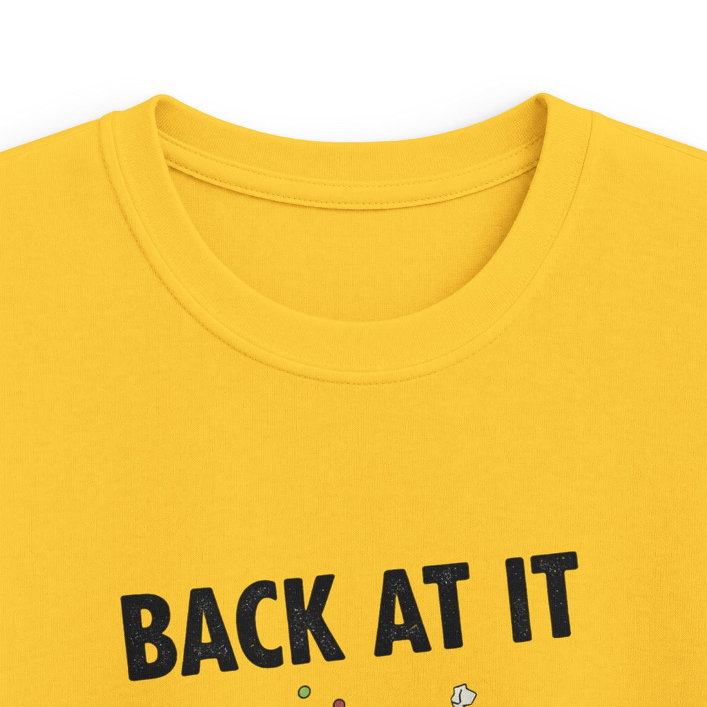 Kids Tee — "Back At It" Colorful Skate & Music Doodle Graphic