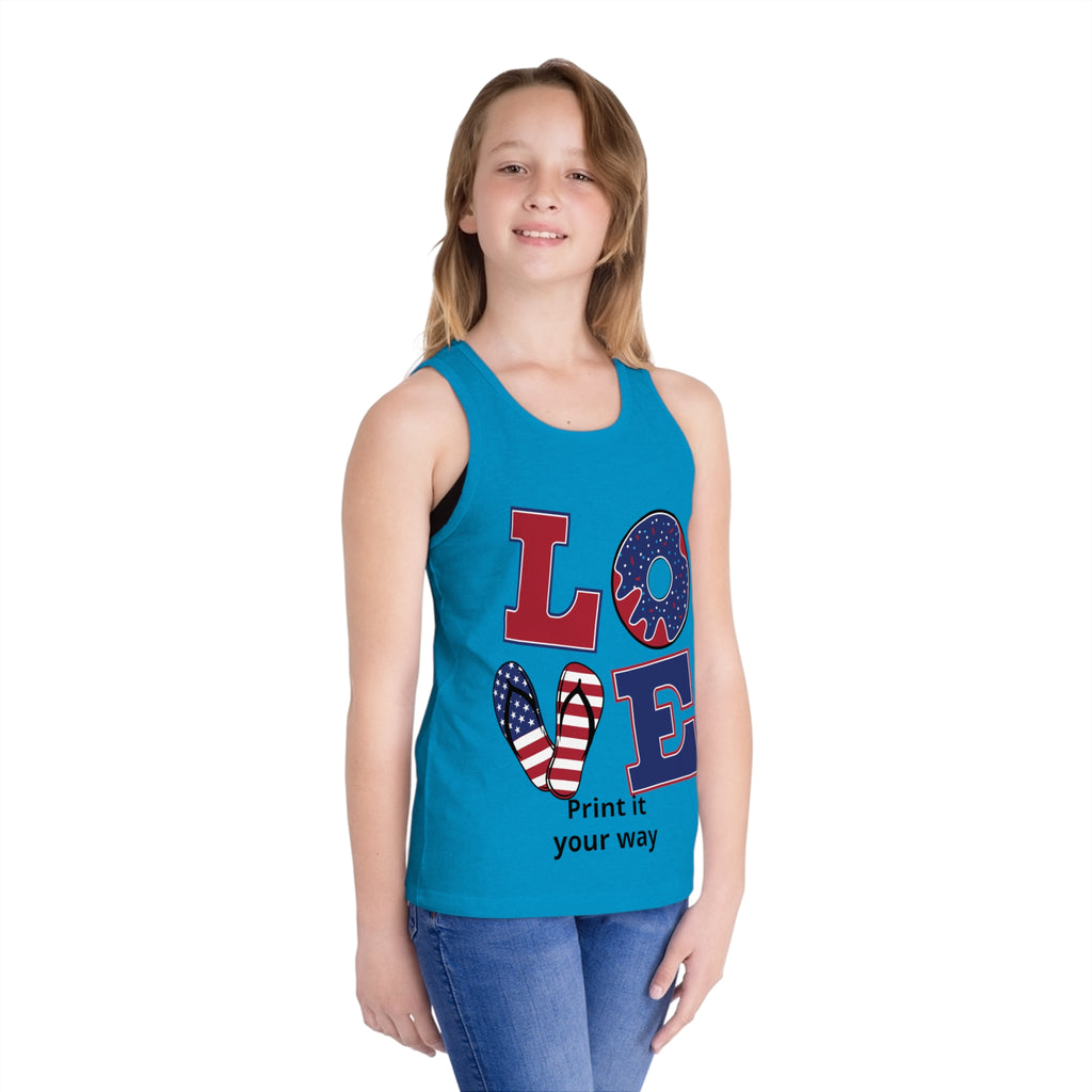 Patriotic 'LOVE' Peace Sign Kid's Jersey Tank Top