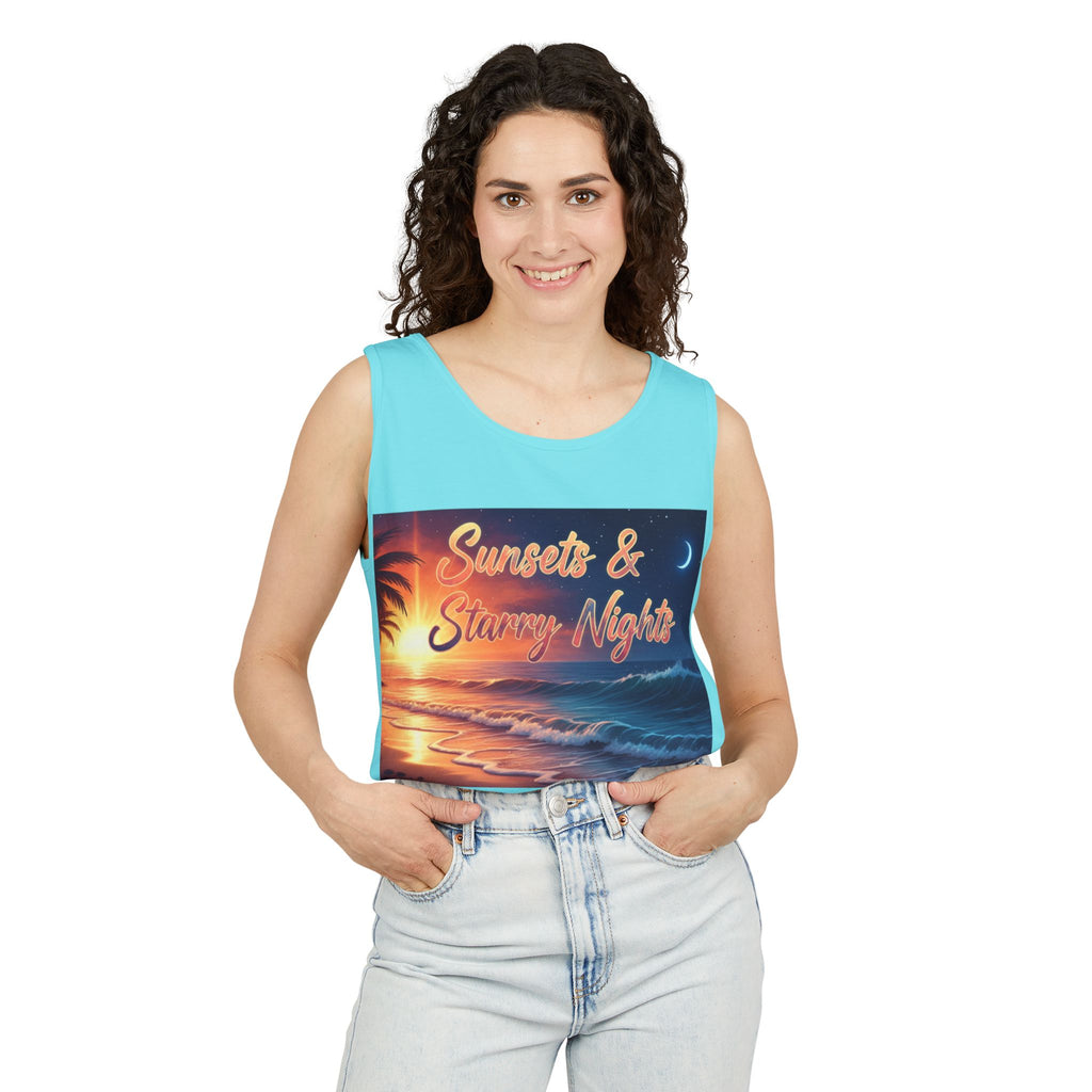 Sunsets & Starry Nights Unisex Tank Top — Beach Graphic Tee