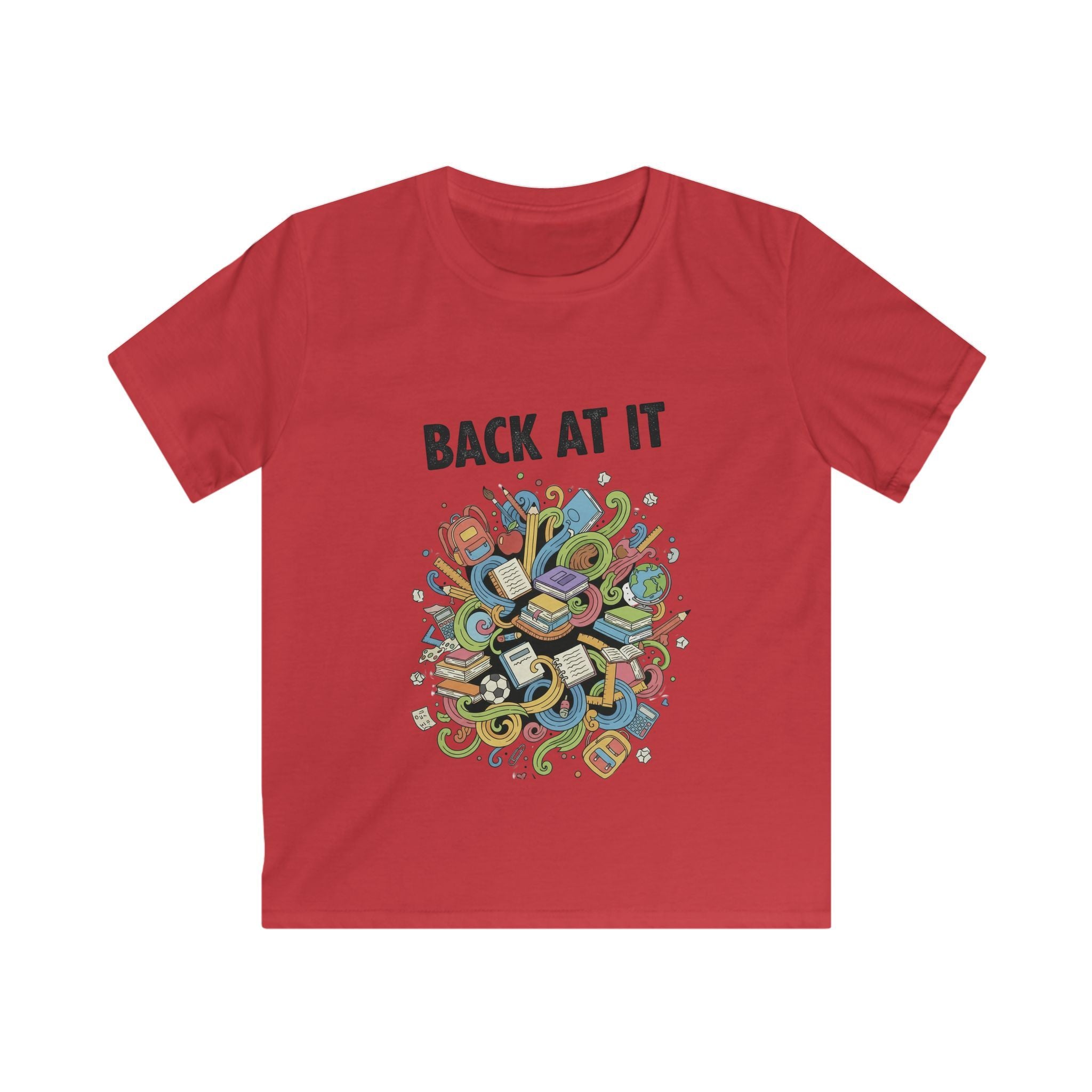 Kids Tee — "Back At It" Colorful Skate & Music Doodle Graphic
