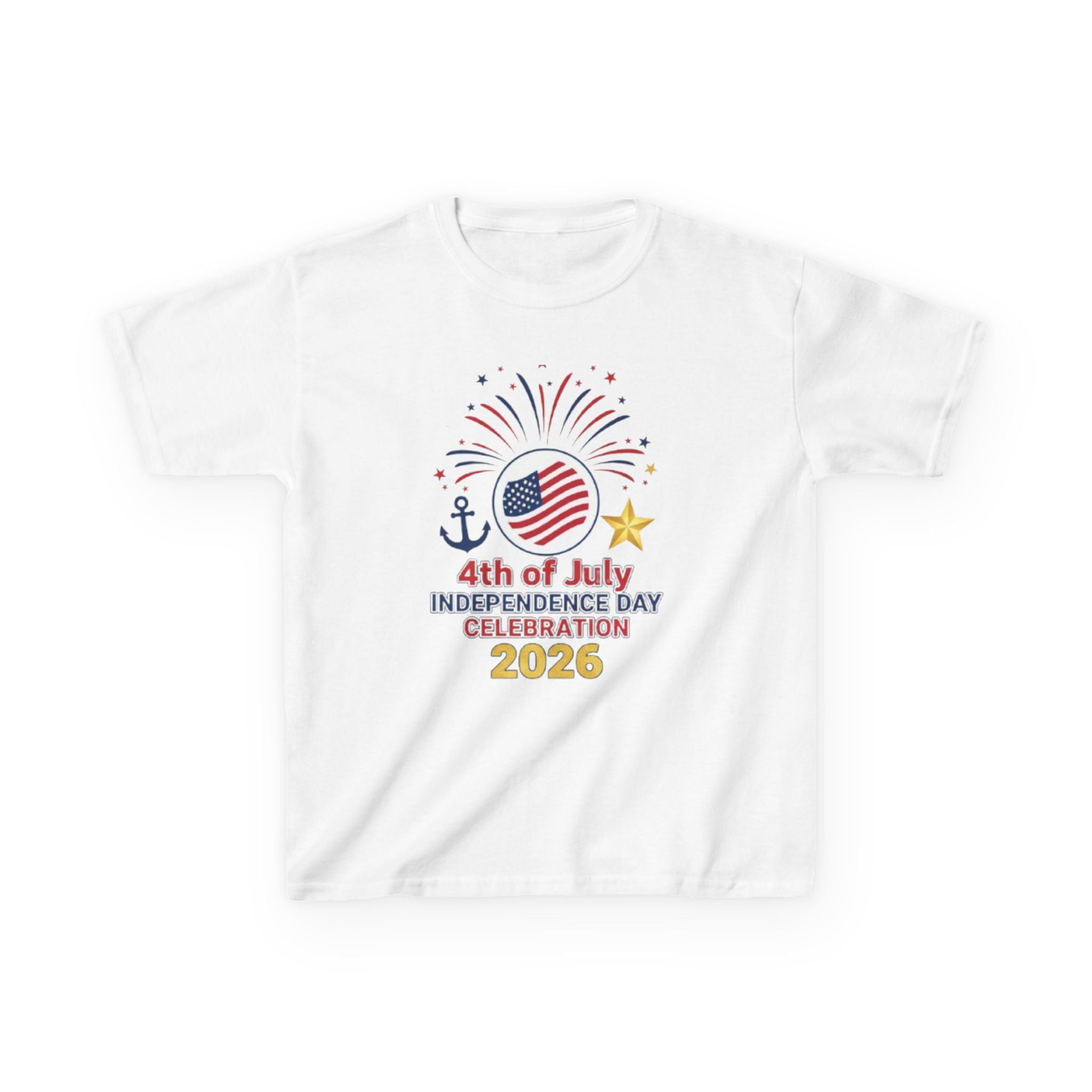Kids Tee — 4th of July Fireworks American Flag Design