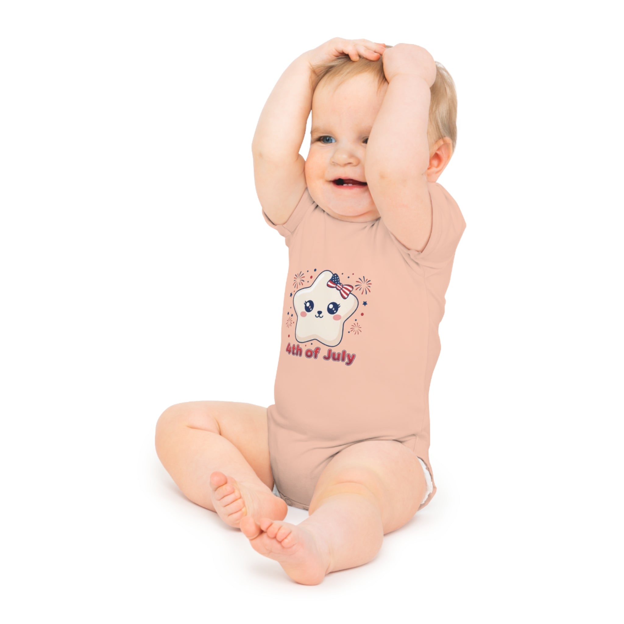 Kawaii Star 4th of July Baby Bodysuit — White Star