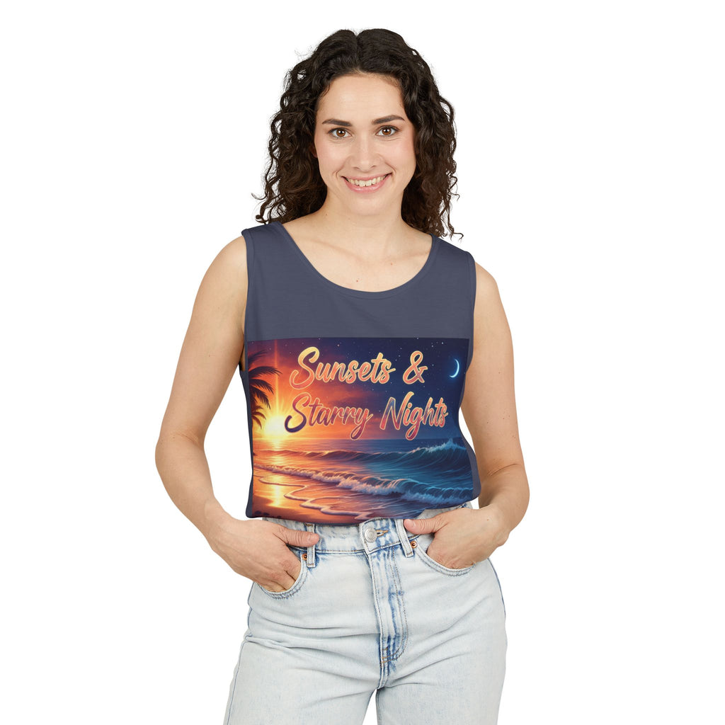 Sunsets & Starry Nights Unisex Tank Top — Beach Graphic Tee