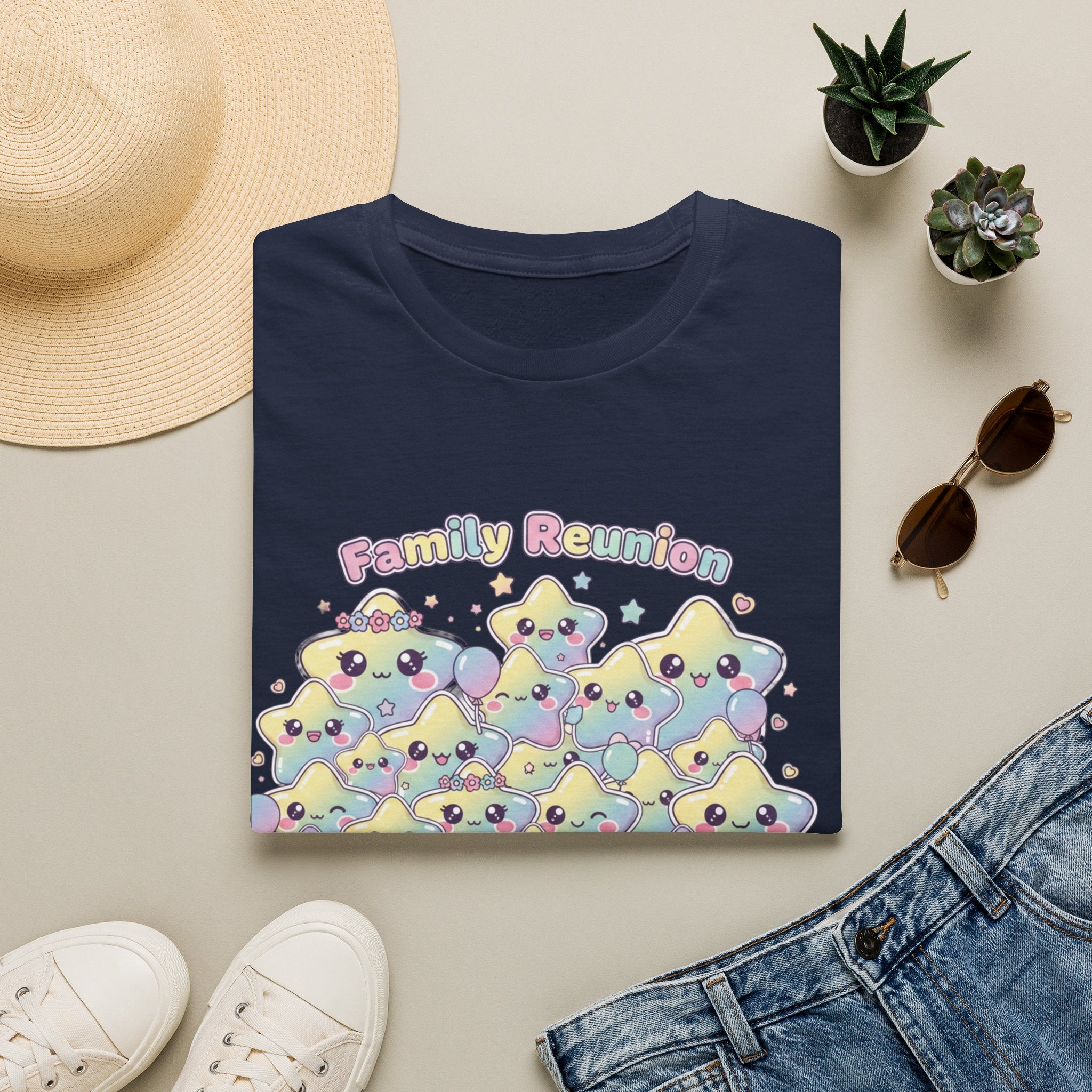 Family Reunion T-Shirt — Colorful Smiling Star Metallic