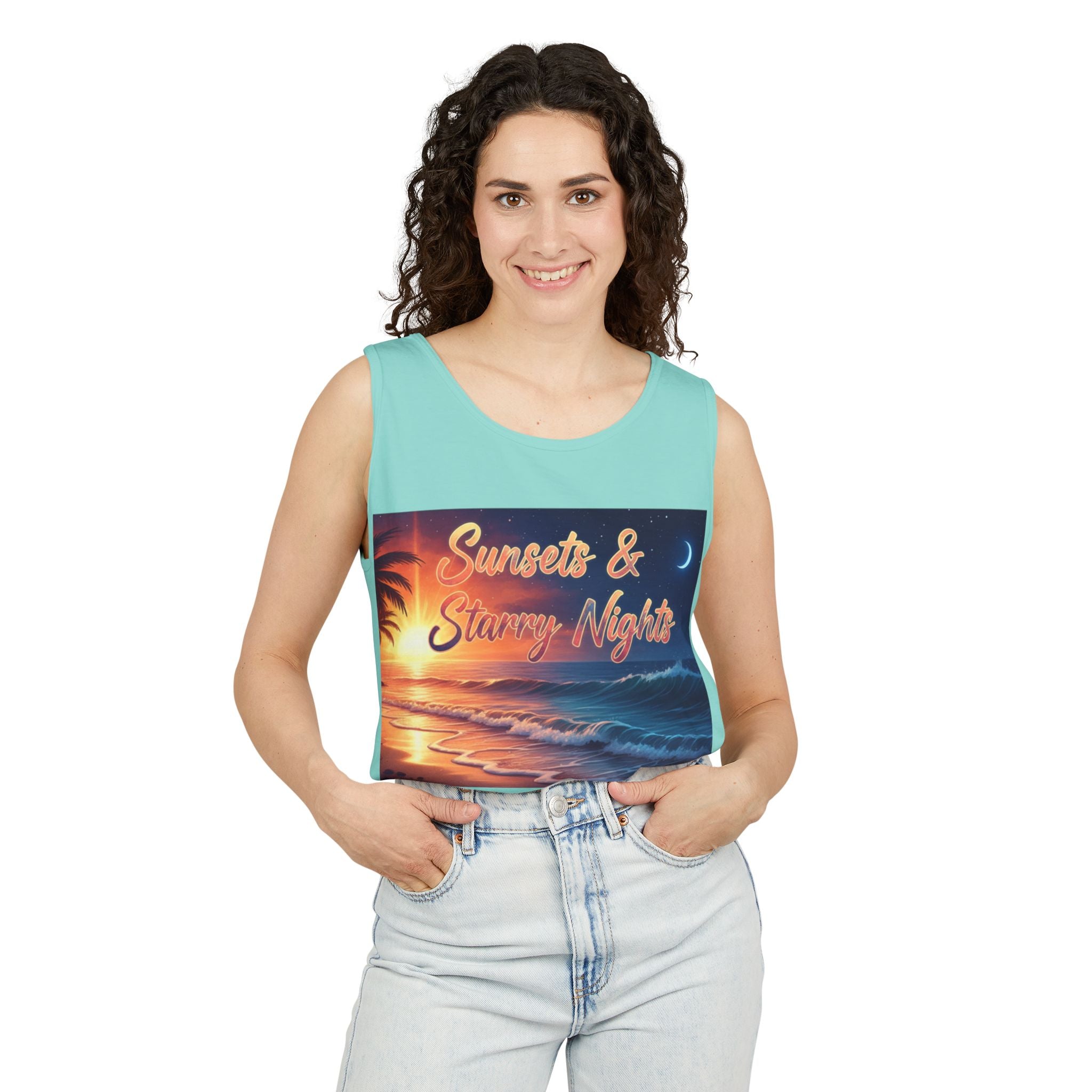 Sunsets & Starry Nights Unisex Tank Top — Beach Graphic Tee