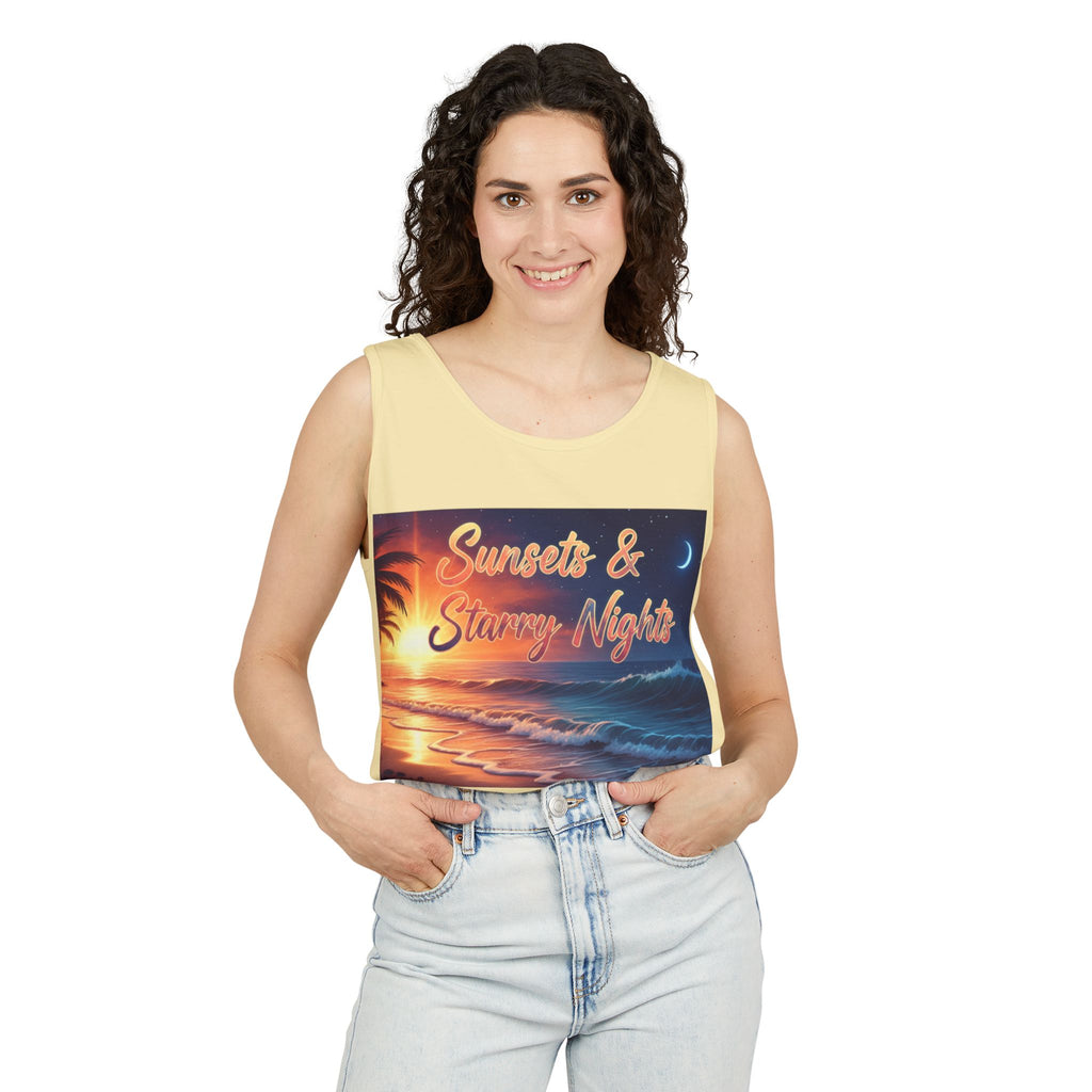 Sunsets & Starry Nights Unisex Tank Top — Beach Graphic Tee