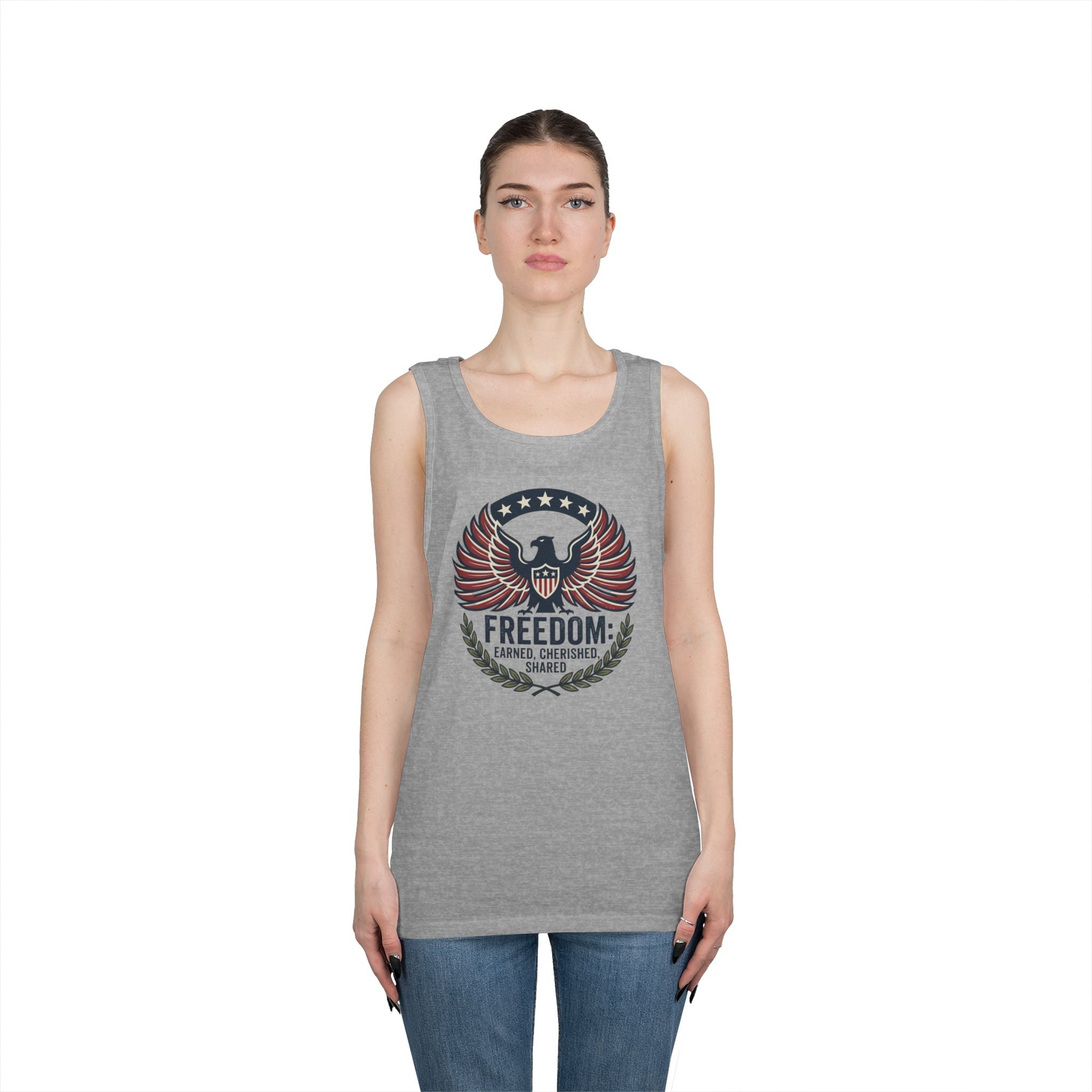 Freedom Eagle Tank Top — Patriotic Fireworks Graphic