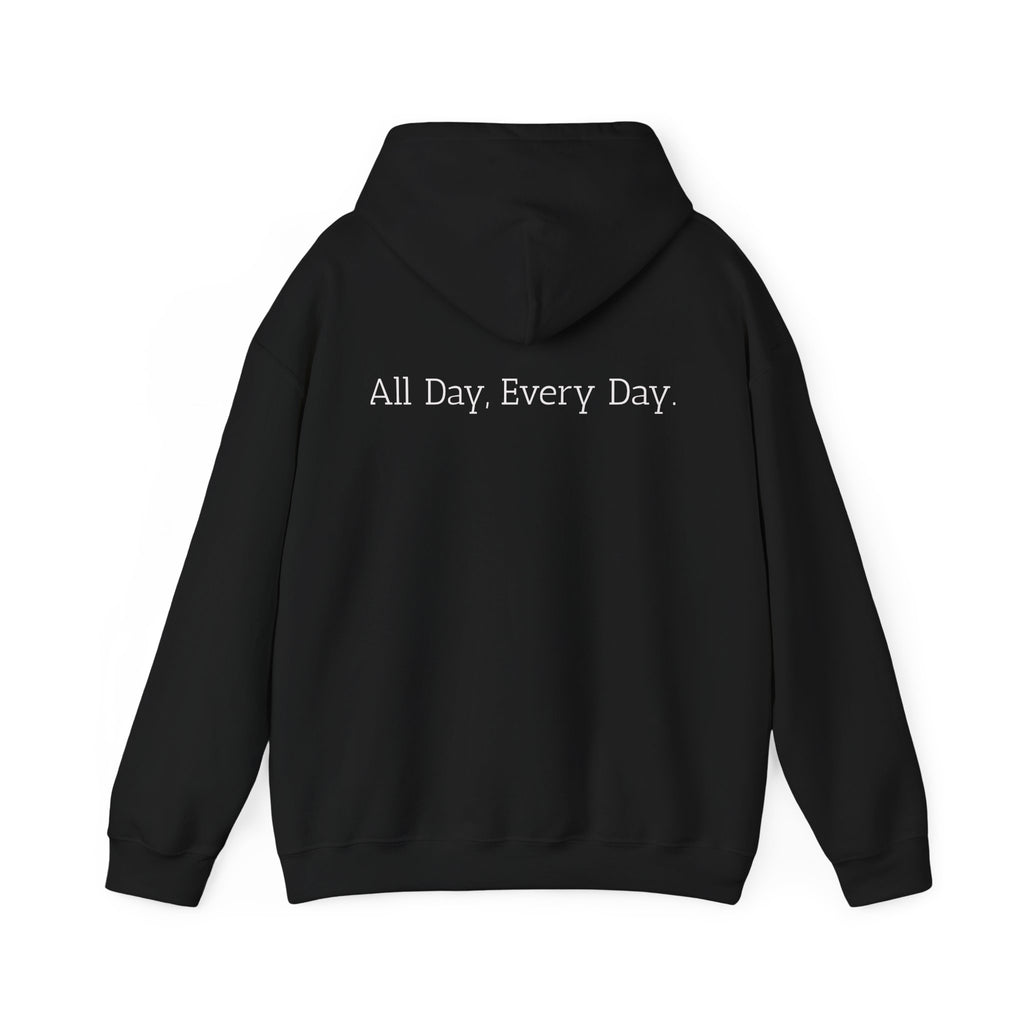 God's Problem Hoodie — "God's Problem" Front, "All Day, Every Day." Back | Minimal Faith Statement Sweatshirt