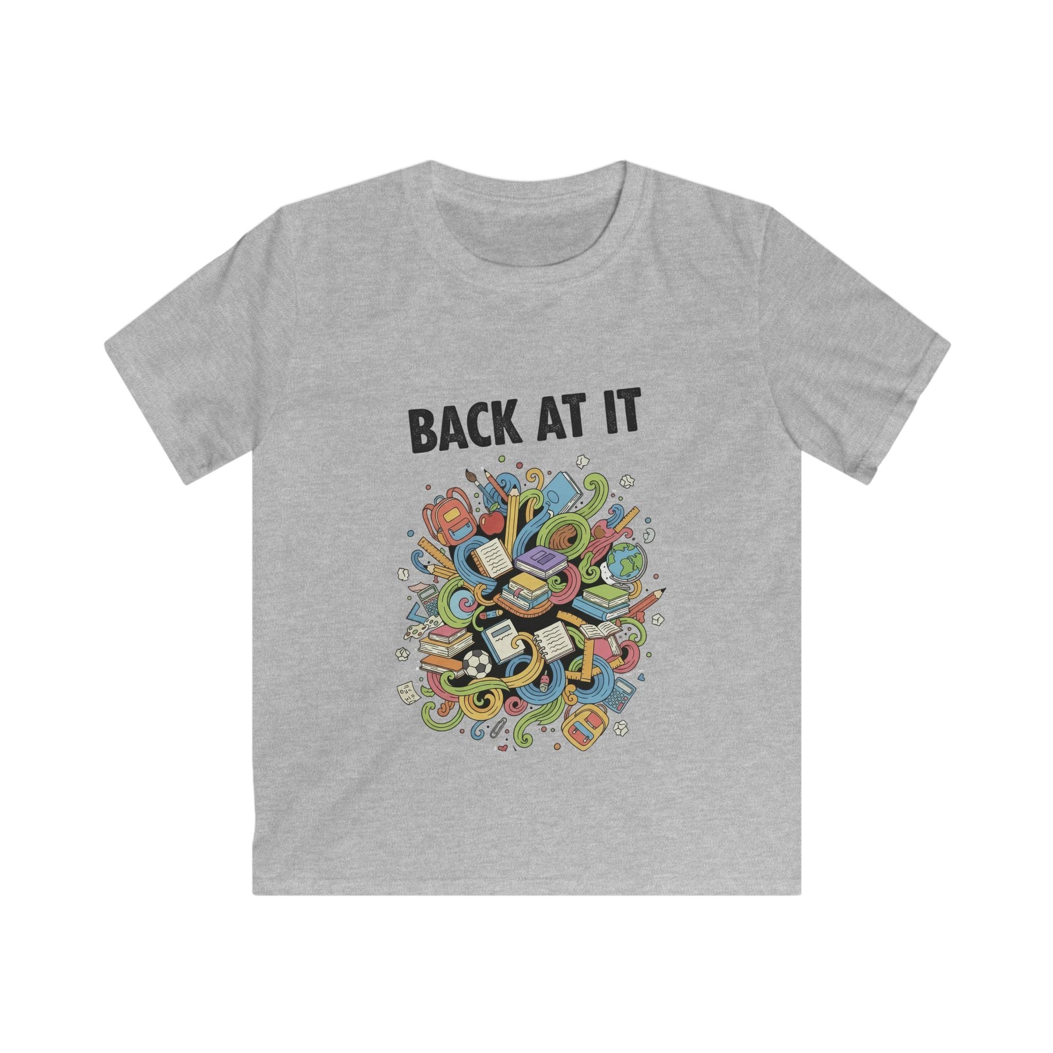 Kids Tee — "Back At It" Colorful Skate & Music Doodle Graphic