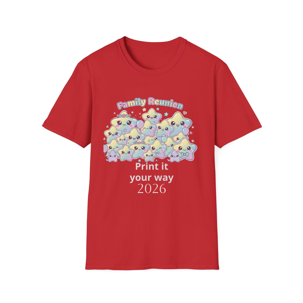 Family Reunion T-Shirt — Colorful Smiling Star Metallic
