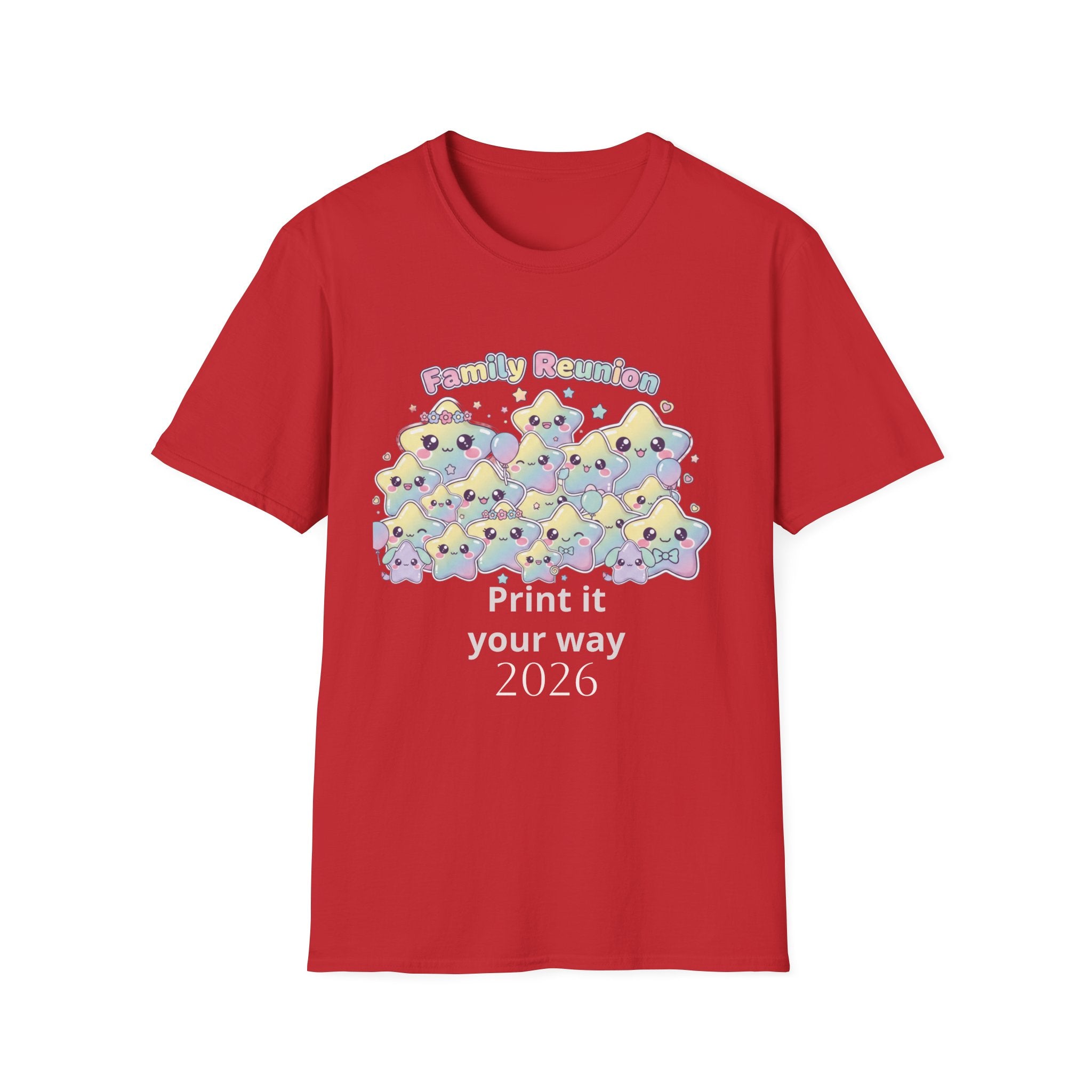 Family Reunion T-Shirt — Colorful Smiling Star Metallic