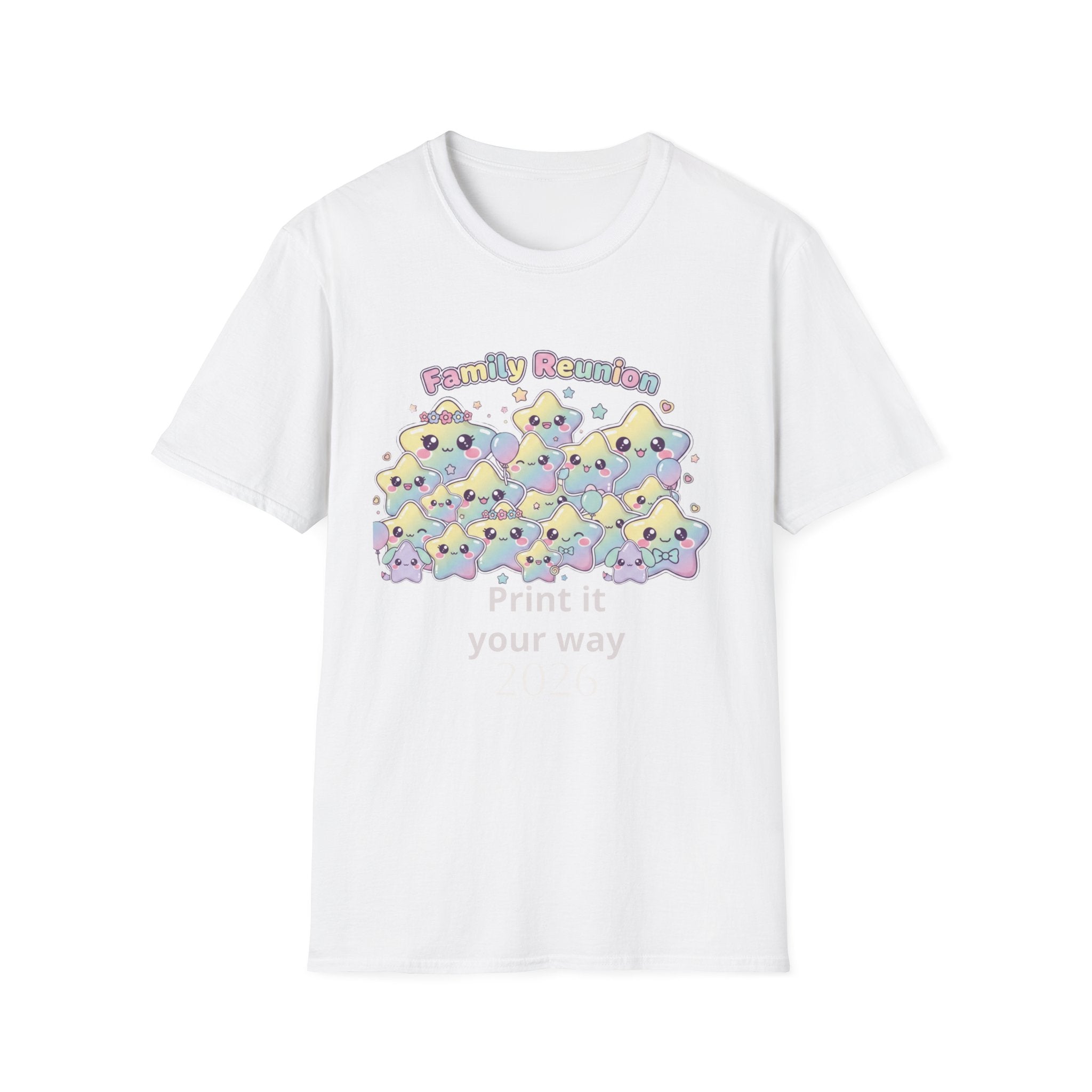 Family Reunion T-Shirt — Colorful Smiling Star Metallic