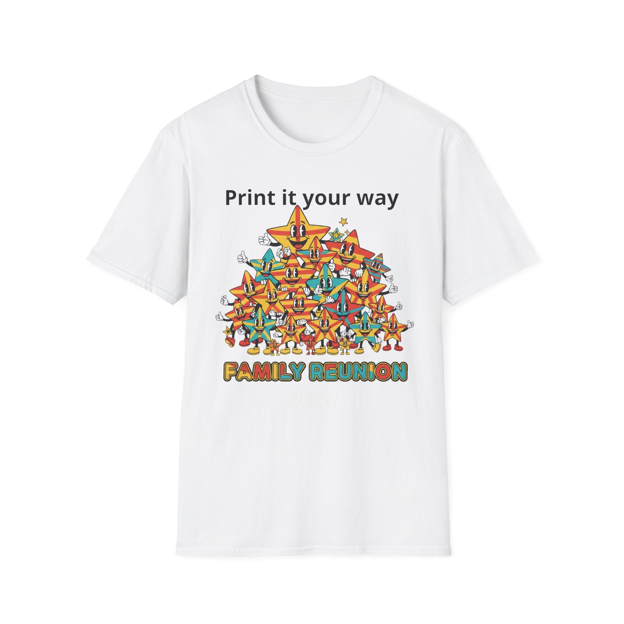 Family Reunion T-Shirt — Colorful Smiling Star Pile