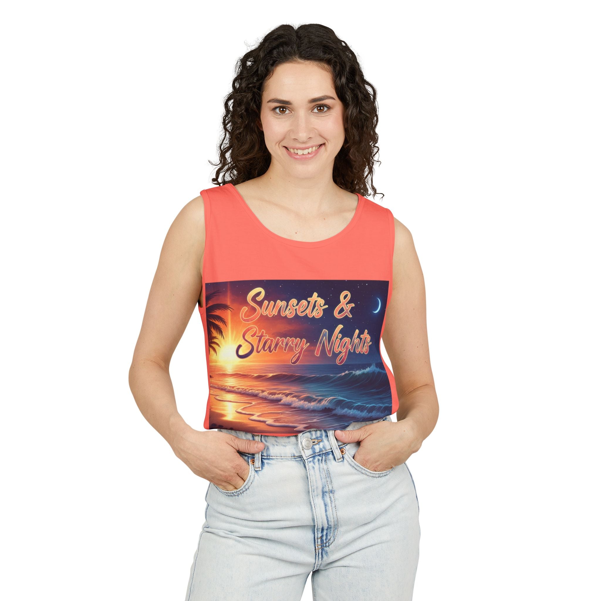 Sunsets & Starry Nights Unisex Tank Top — Beach Graphic Tee