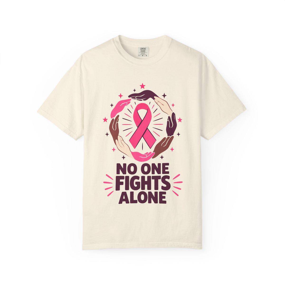 No One Fights Alone Breast Cancer Awareness Tee