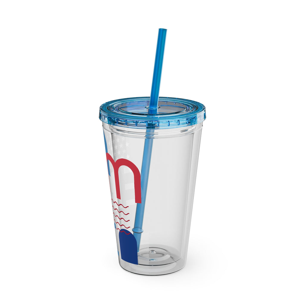 Patriotic Sunsplash Tumbler with Straw — 16oz