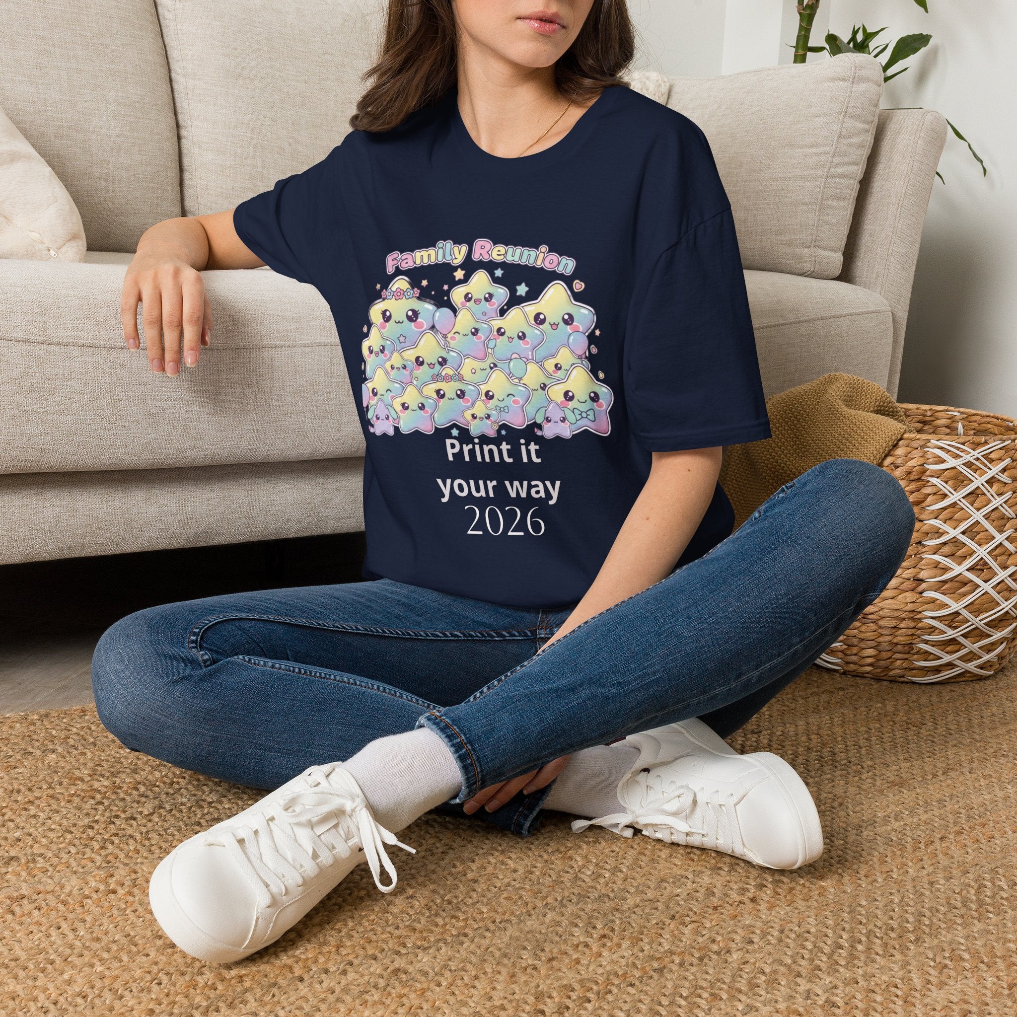 Family Reunion T-Shirt — Colorful Smiling Star Metallic