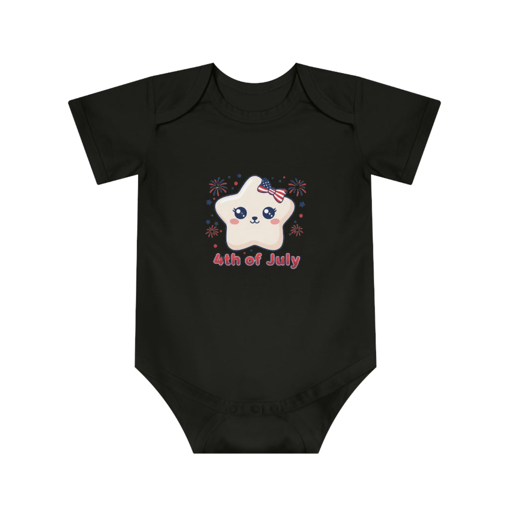 Kawaii Star 4th of July Baby Bodysuit — White Star