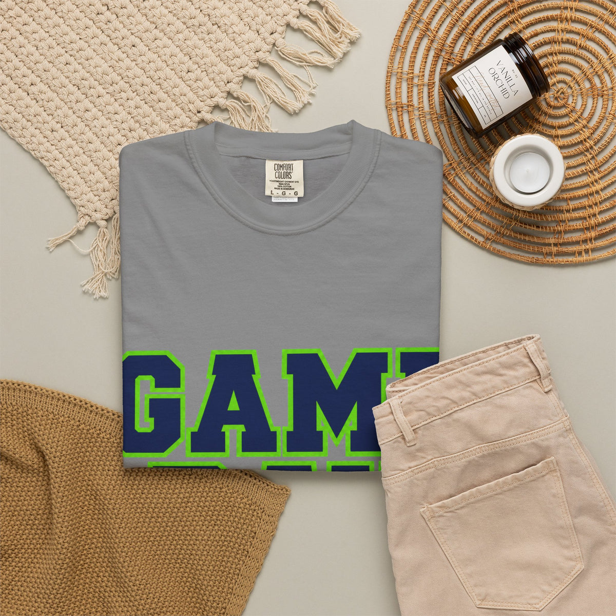 Game Day Football Shirt – Navy, Green & Silver