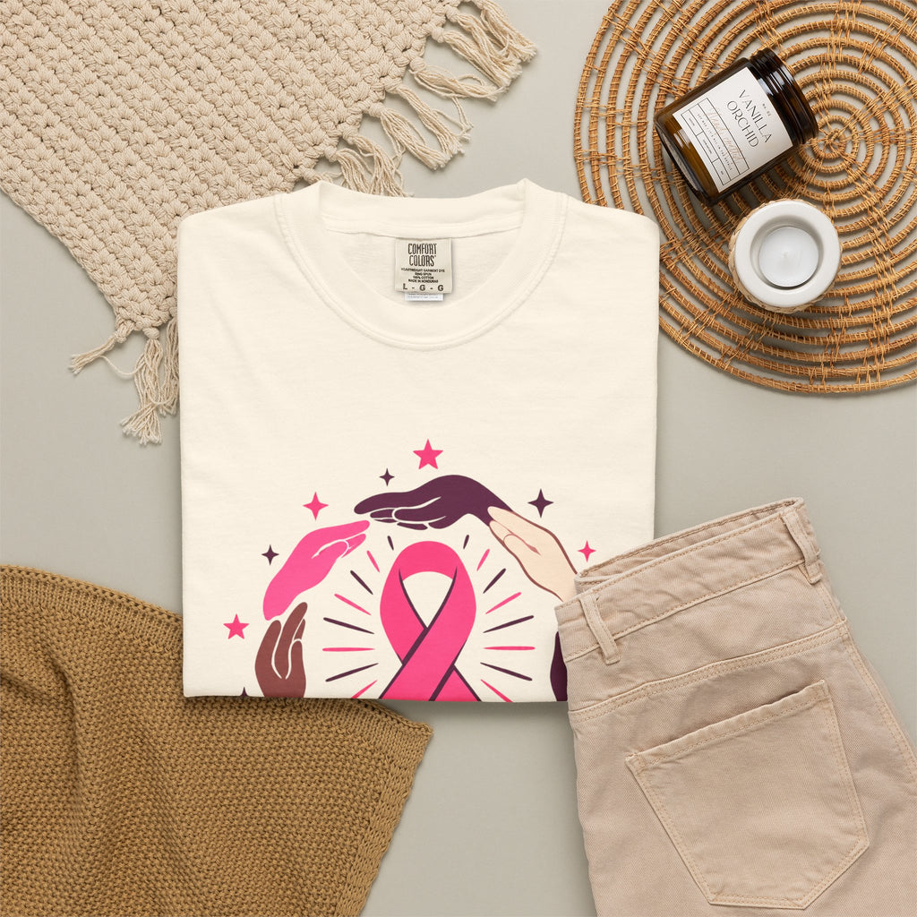 No One Fights Alone Breast Cancer Awareness Tee