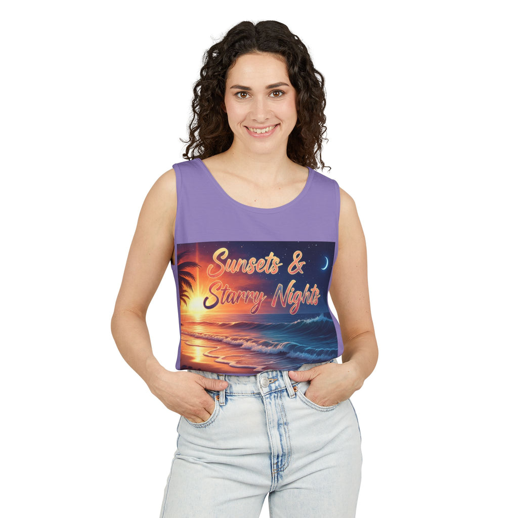 Sunsets & Starry Nights Unisex Tank Top — Beach Graphic Tee