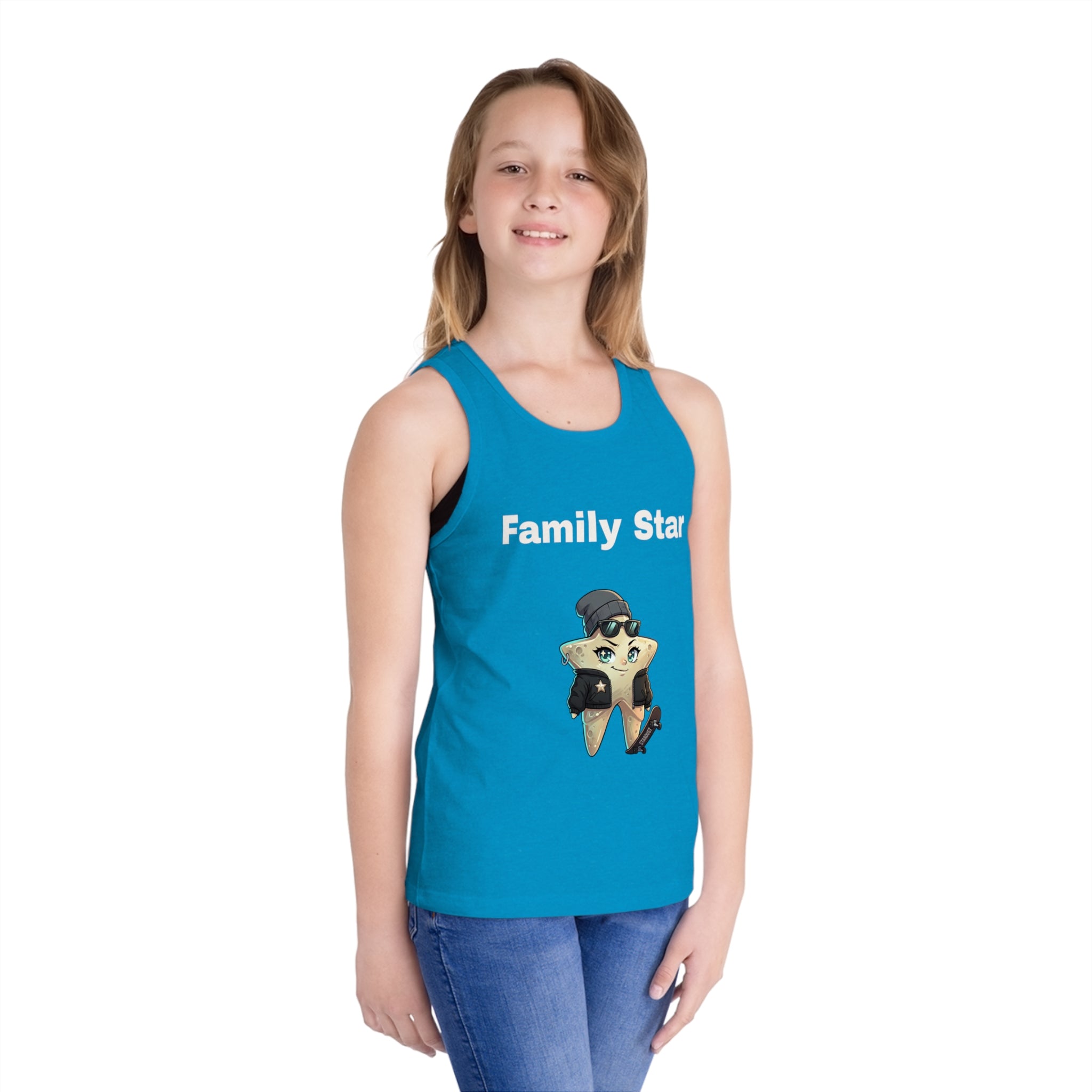 Kids' Tank Top — "Family Star" Girl Motorcycle Star Graphic