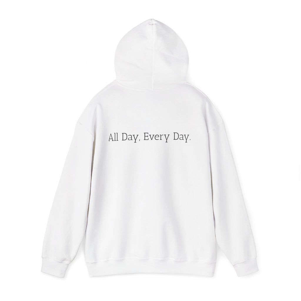 God's Problem Hoodie — "God's Problem" Front, "All Day, Every Day." Back | Minimal Faith Statement Sweatshirt