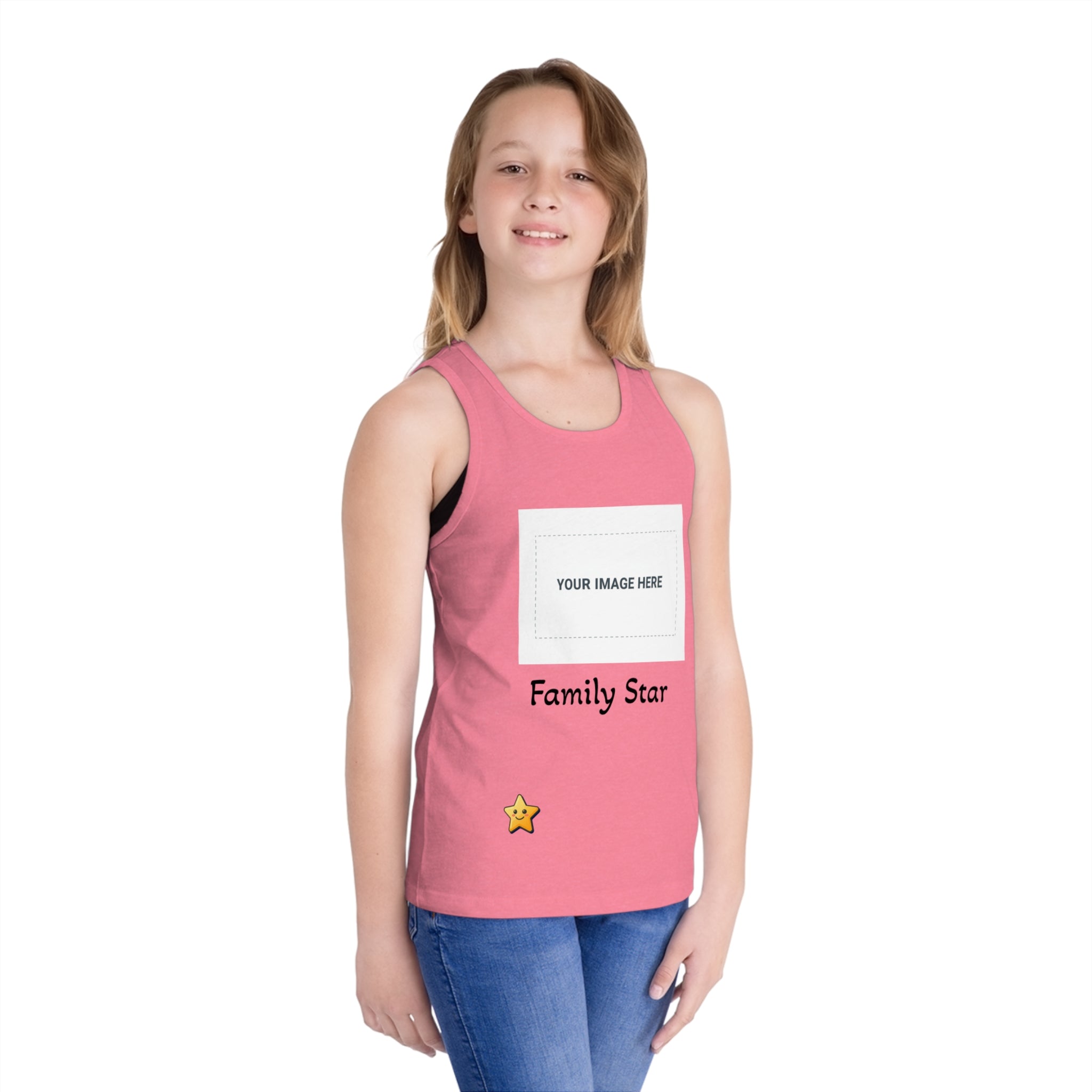 Family Star Kids Custom Photo Tank Top — Personalized Jersey Tee for Kids