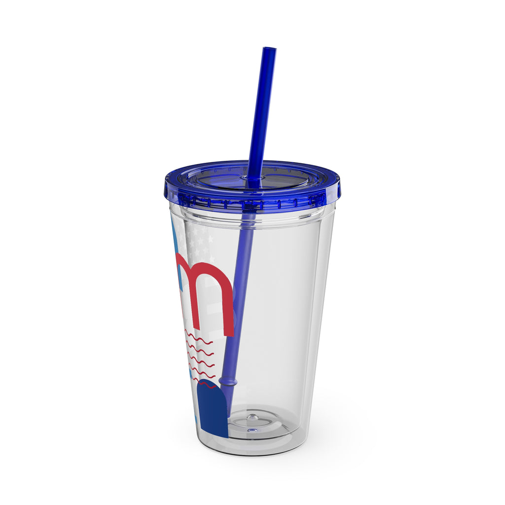 Patriotic Sunsplash Tumbler with Straw — 16oz