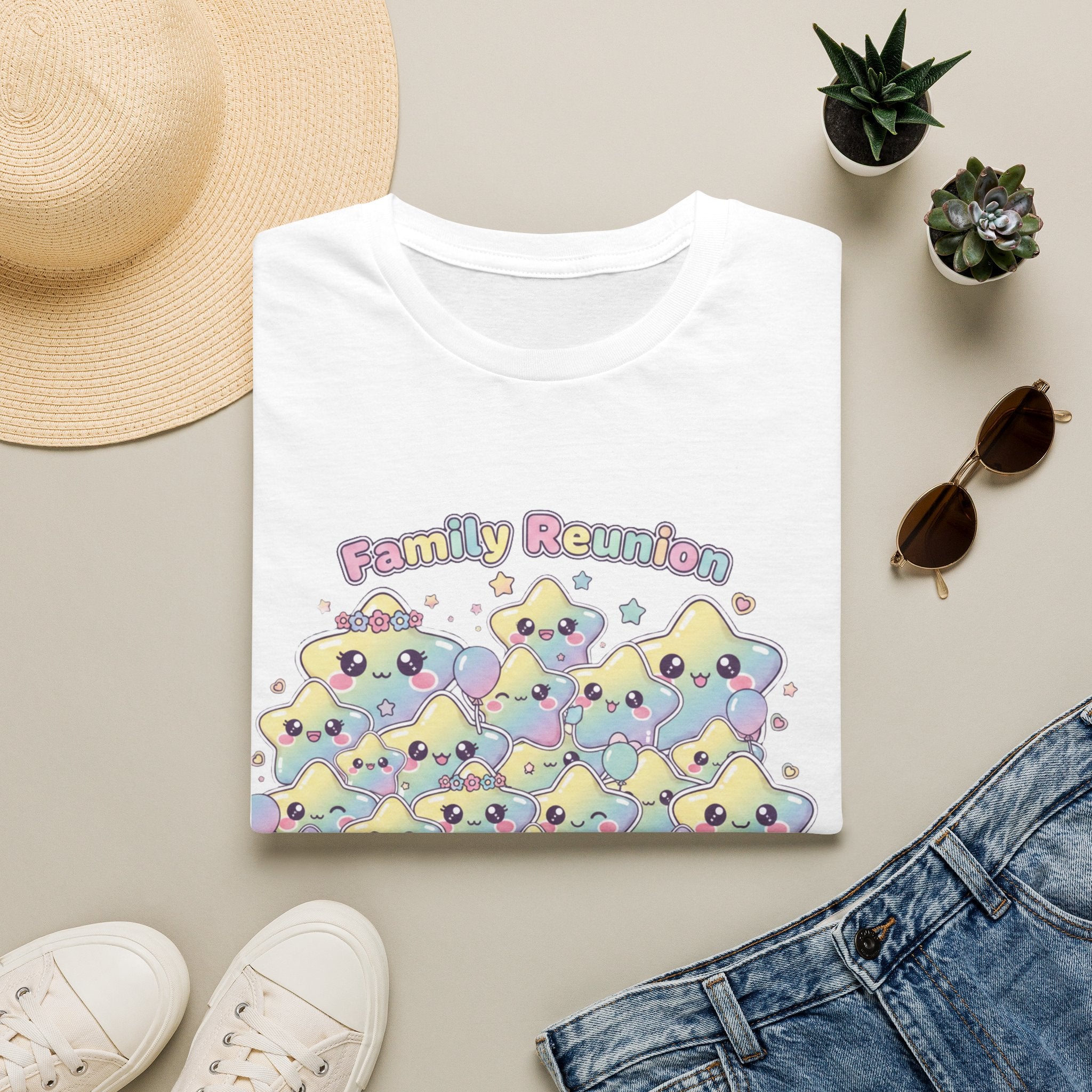 Family Reunion T-Shirt — Colorful Smiling Star Metallic