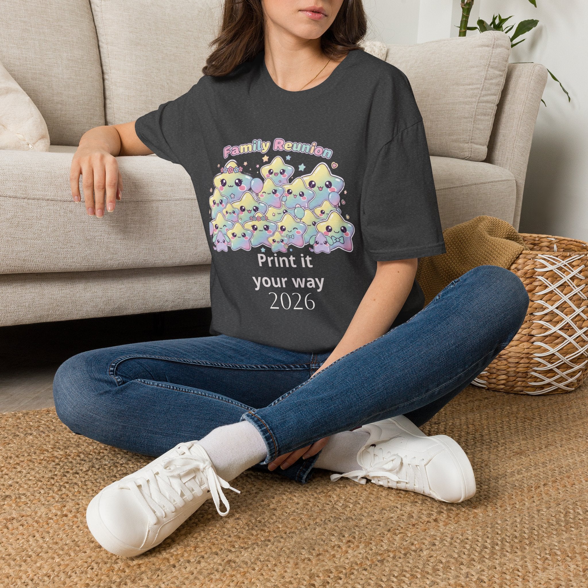 Family Reunion T-Shirt — Colorful Smiling Star Metallic