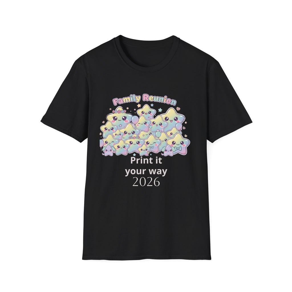 Family Reunion T-Shirt — Colorful Smiling Star Metallic