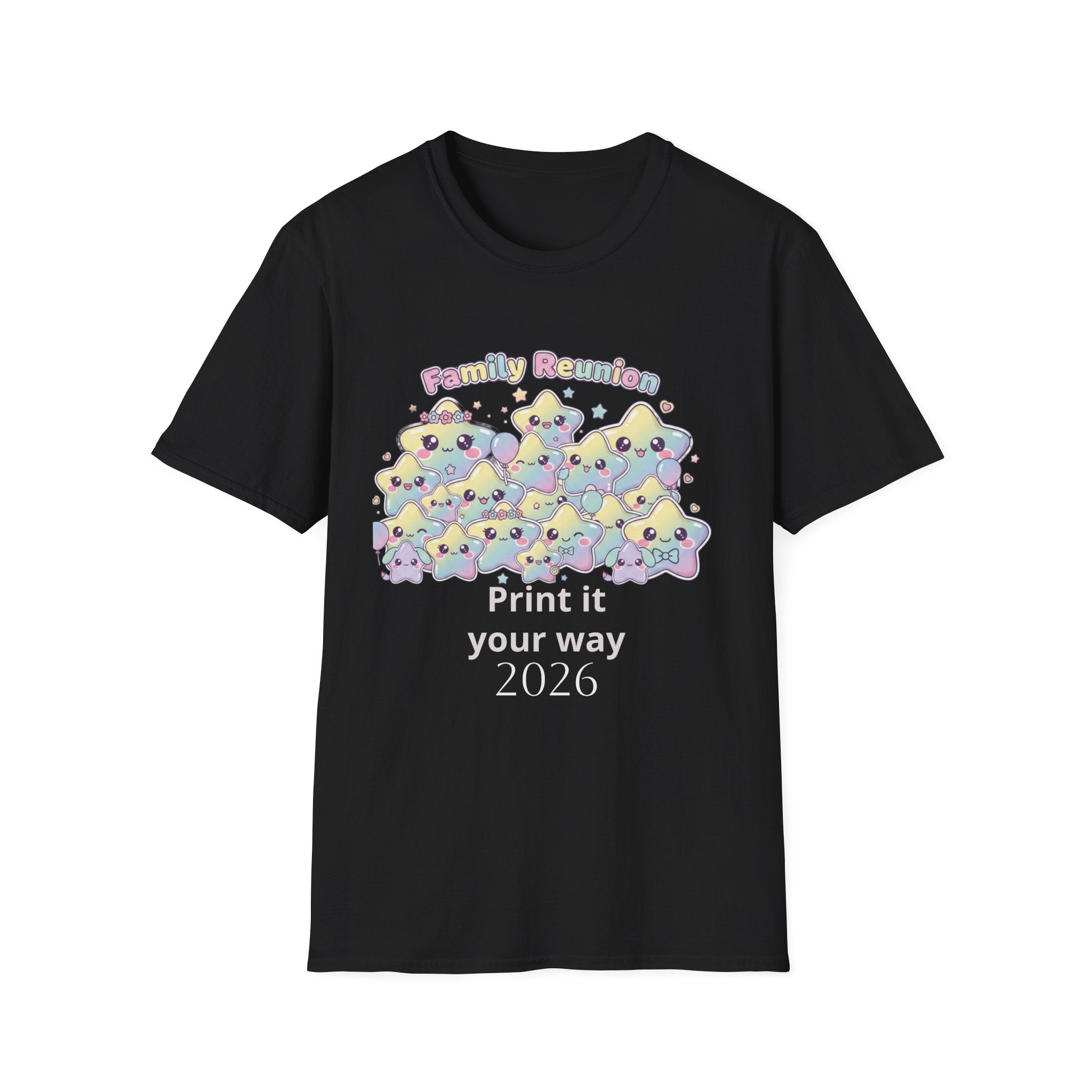 Family Reunion T-Shirt — Colorful Smiling Star Metallic