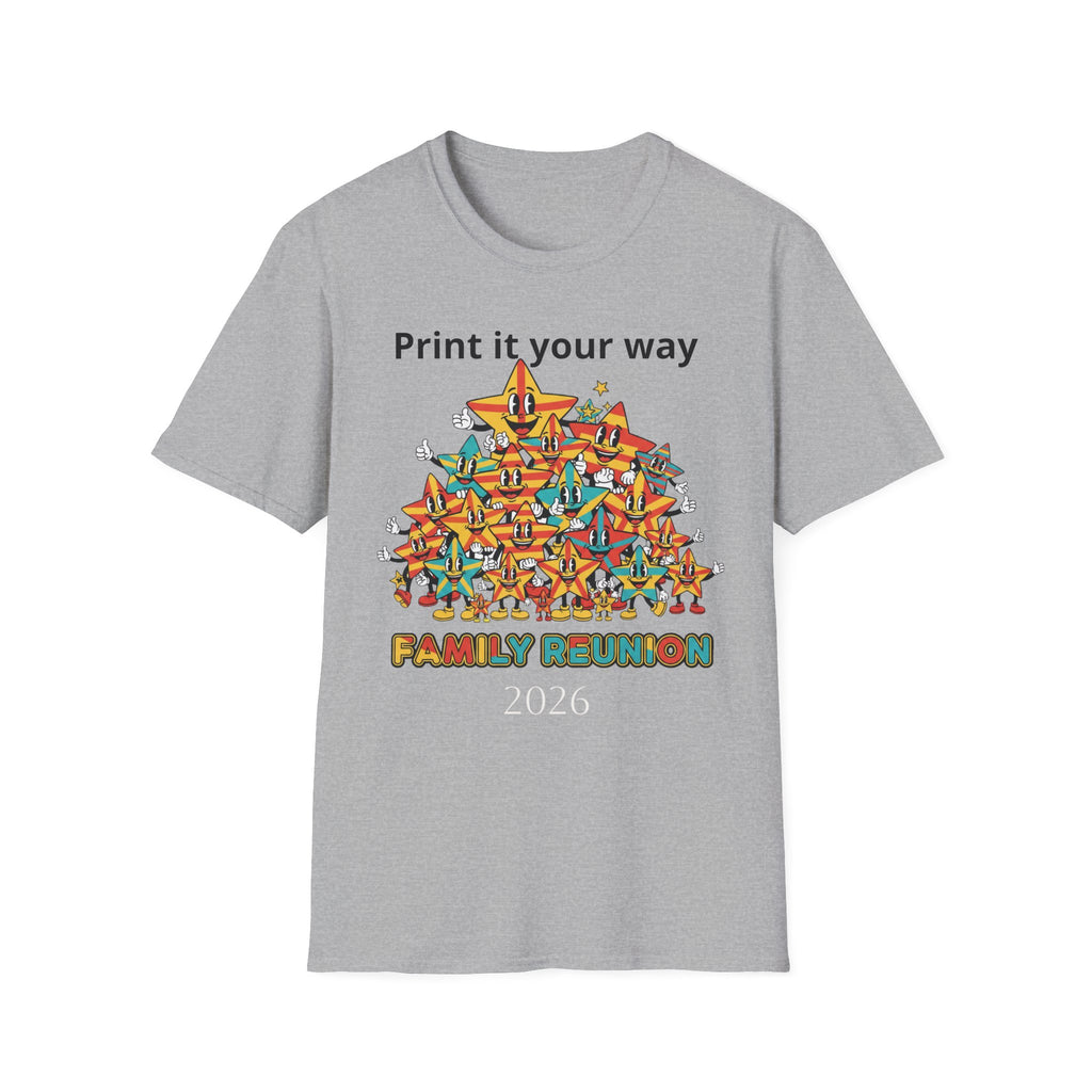 Family Reunion T-Shirt — Colorful Smiling Star Pile