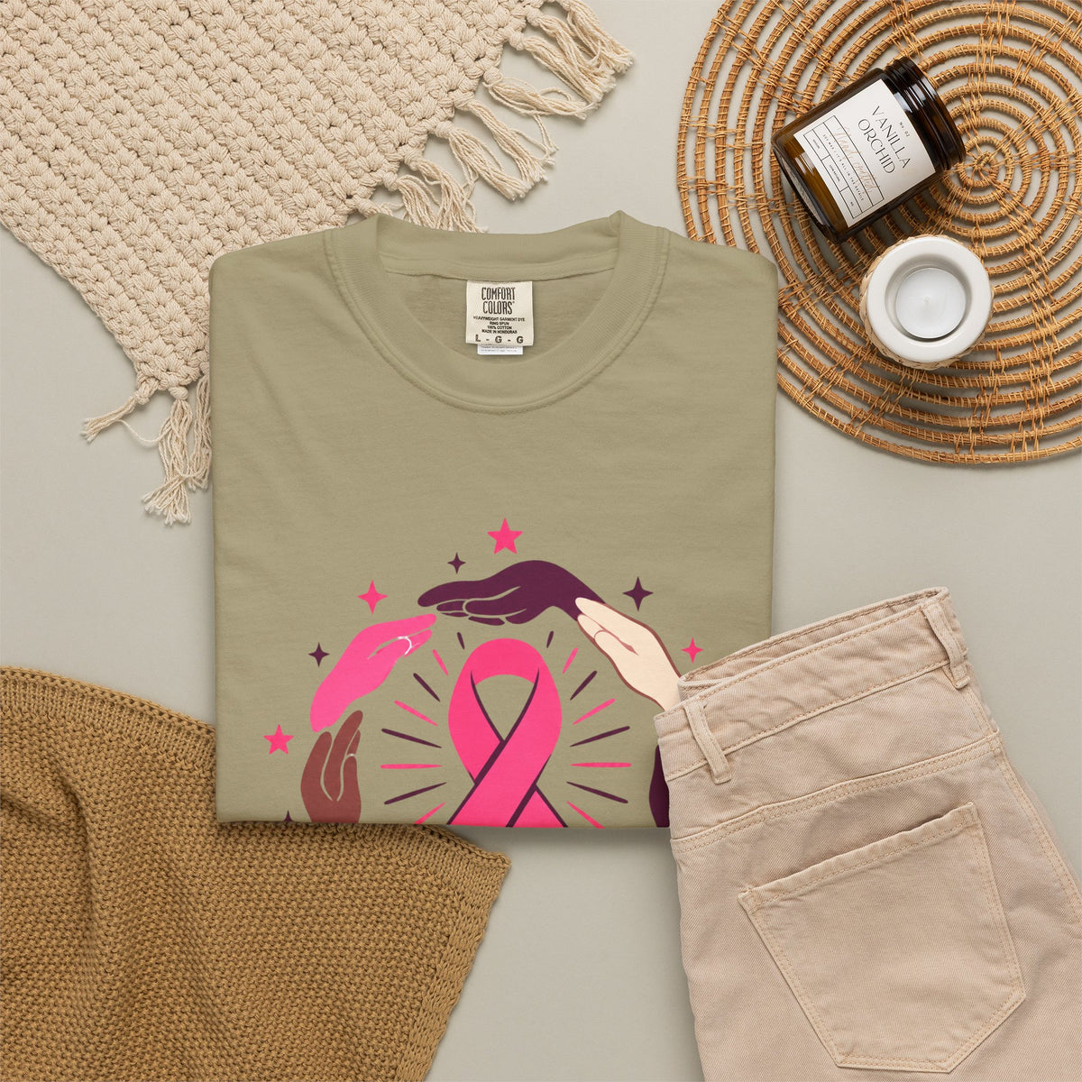 No One Fights Alone Breast Cancer Awareness Tee
