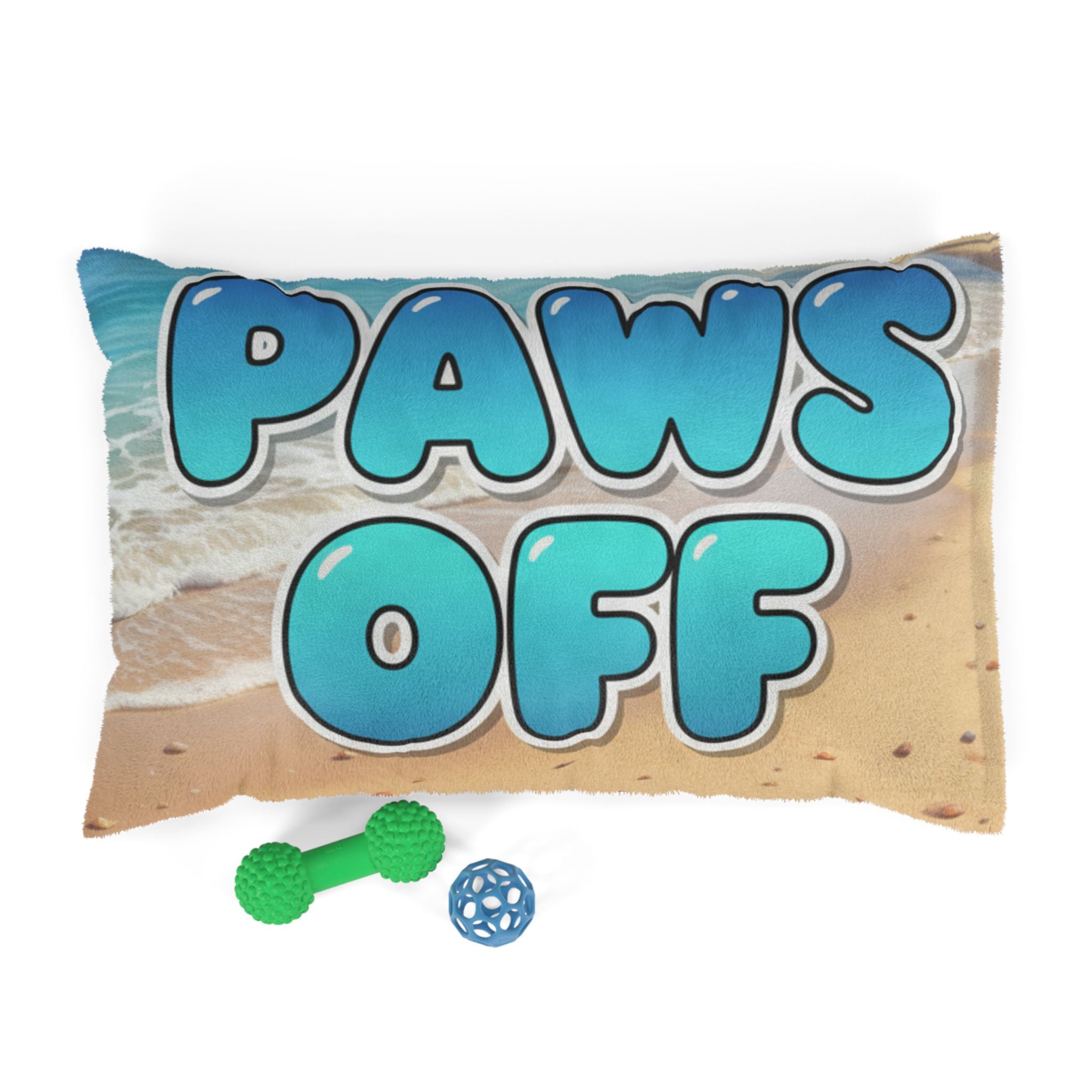 Paws Off Beach Pet Bed — Funny Sand & Ocean Pet Bed
