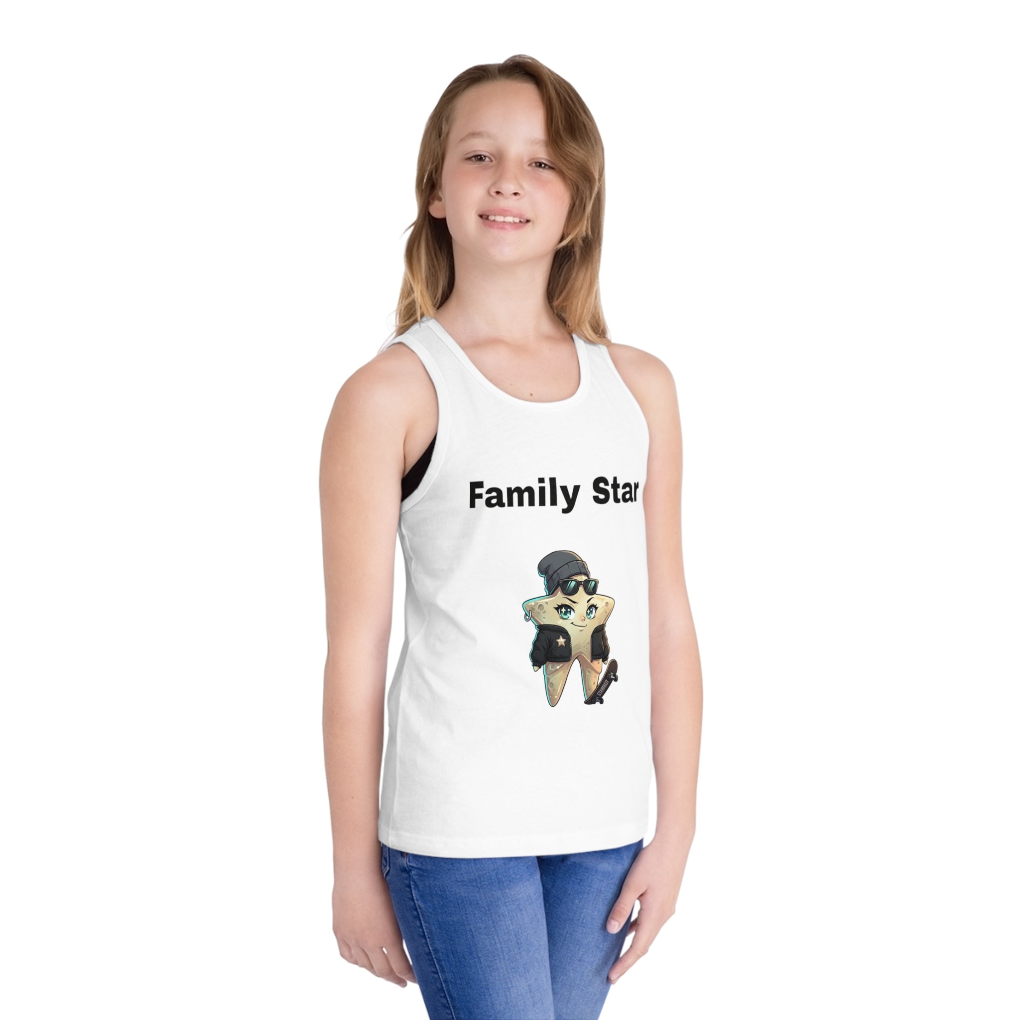 Kids' Tank Top — "Family Star" Girl Motorcycle Star Graphic