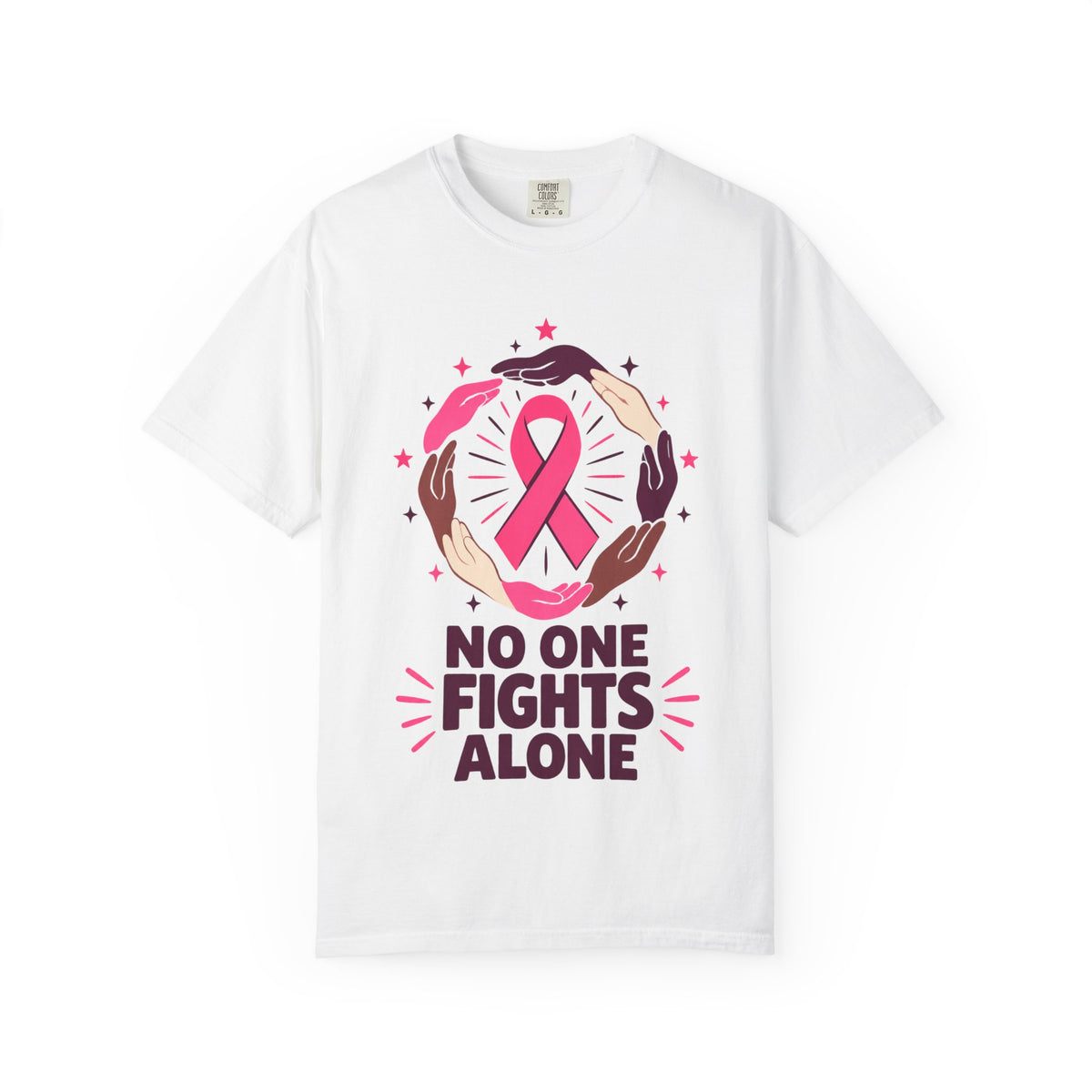 No One Fights Alone Breast Cancer Awareness Tee