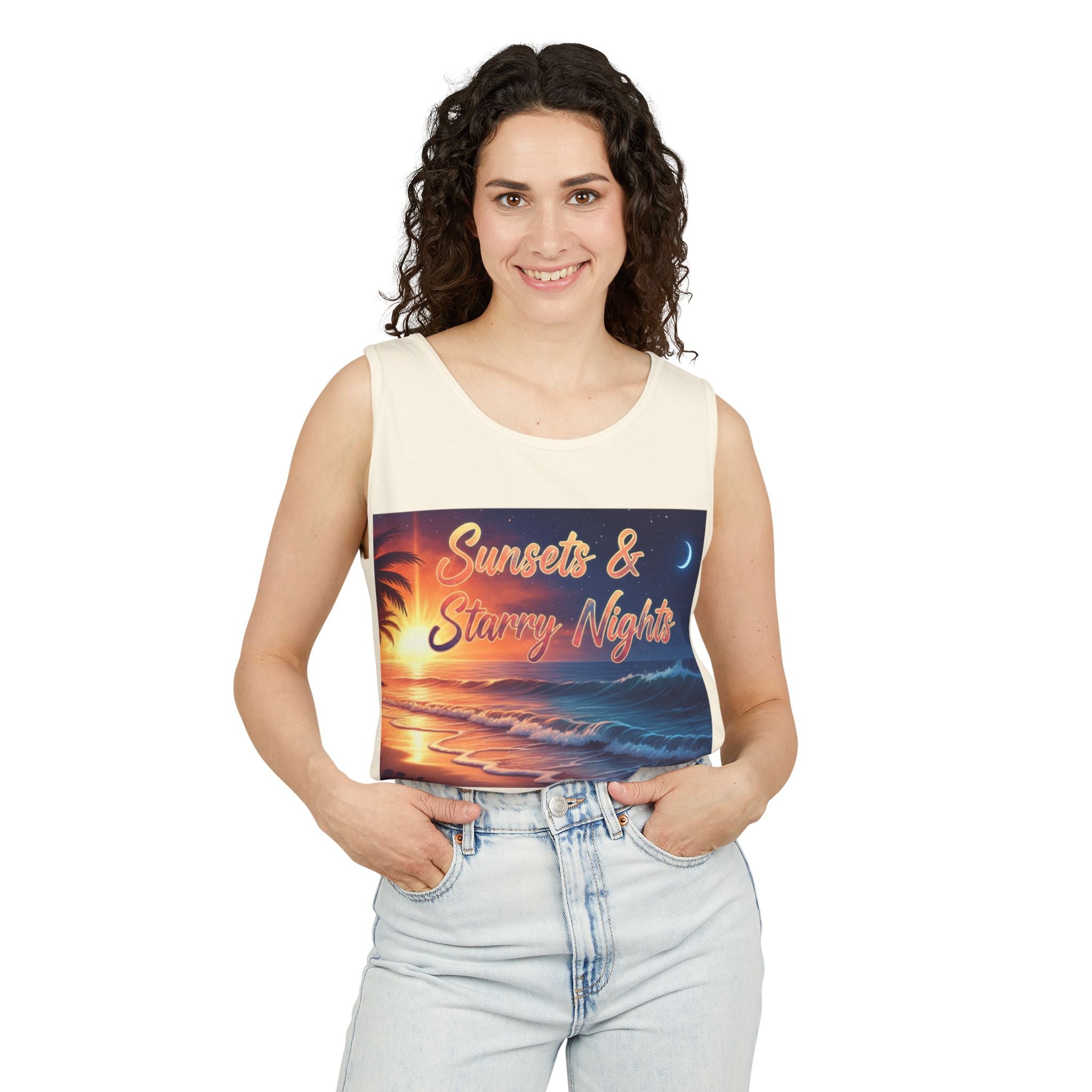 Sunsets & Starry Nights Unisex Tank Top — Beach Graphic Tee