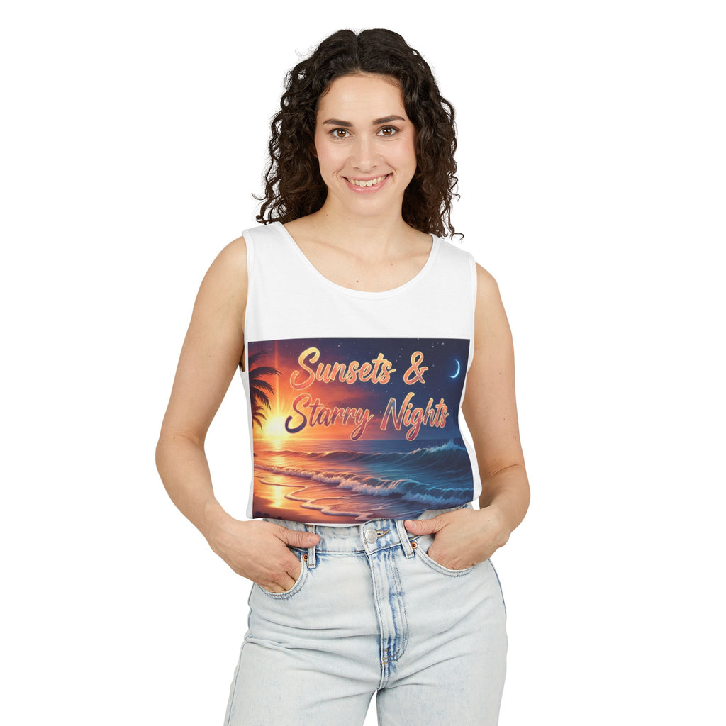 Sunsets & Starry Nights Unisex Tank Top — Beach Graphic Tee